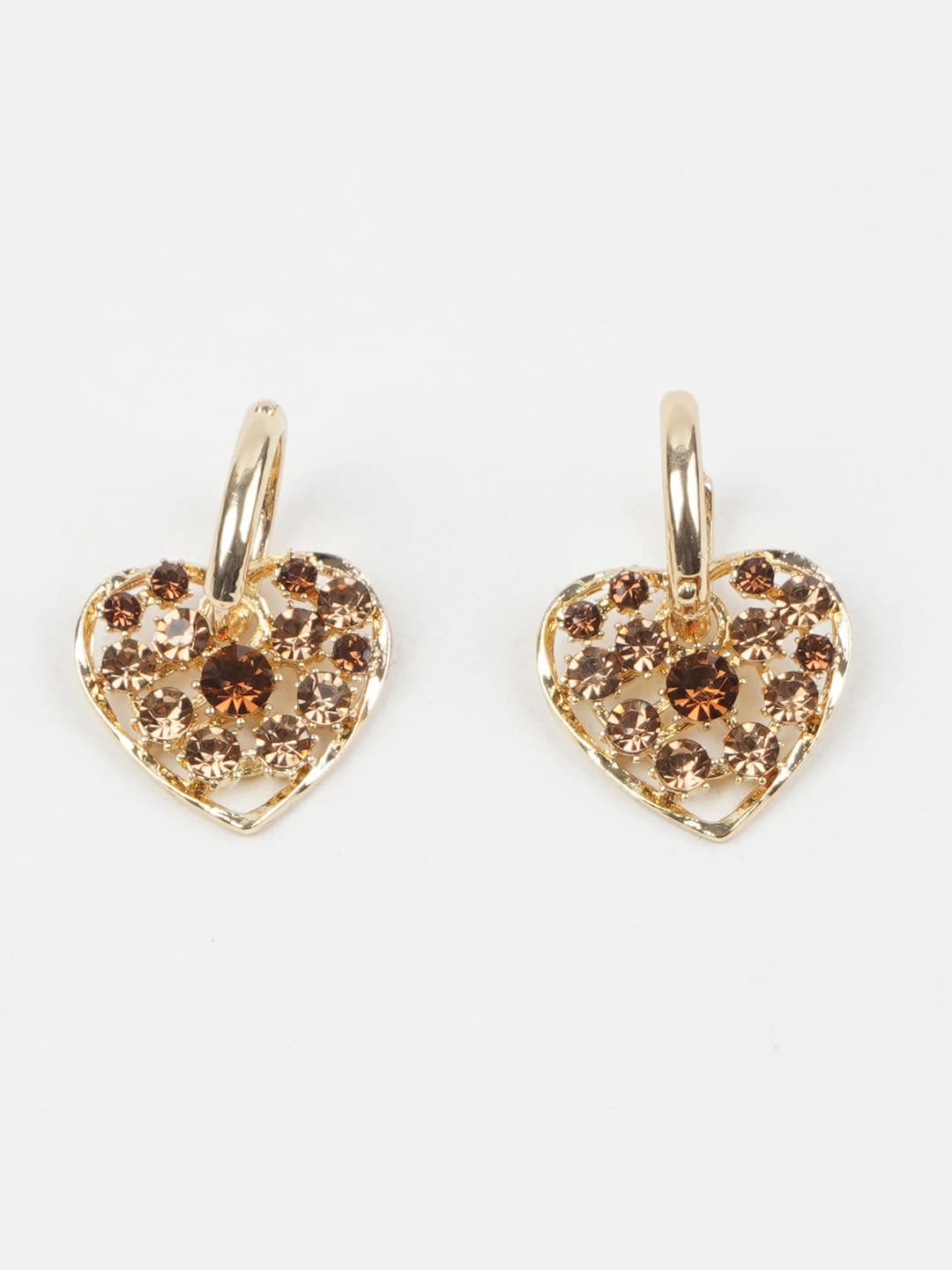 Women's 2026 heart-shaped earrings with rhinestones, style: fashion OL