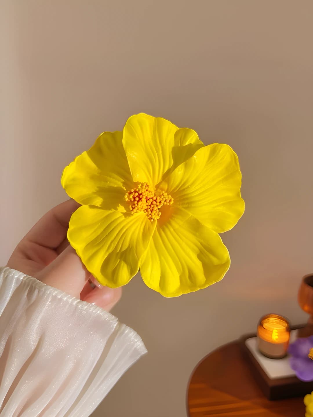 6# Yellow plumeria flower clip ~10cm