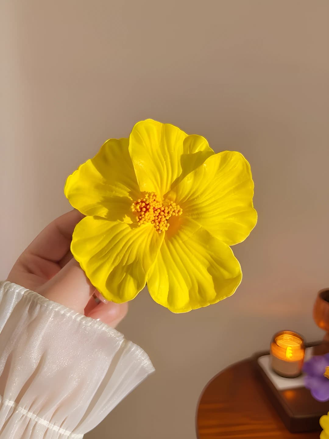 6# Yellow plumeria flower clip ~10cm