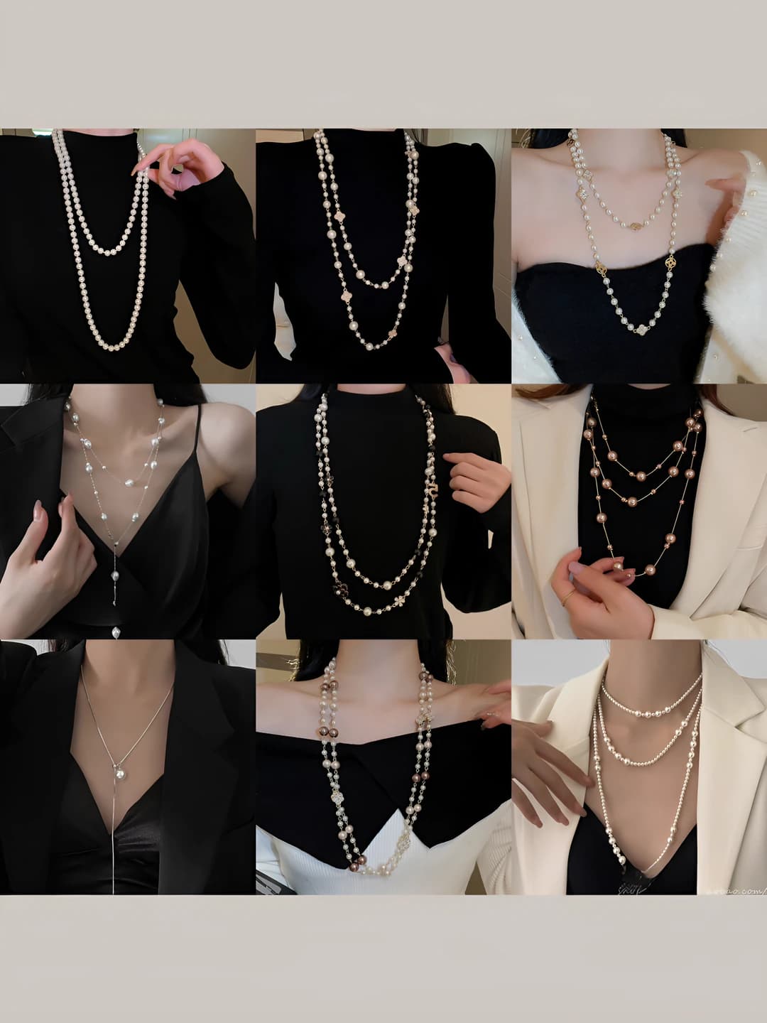Women's long retro beaded necklace for sweater, jewelry accessory