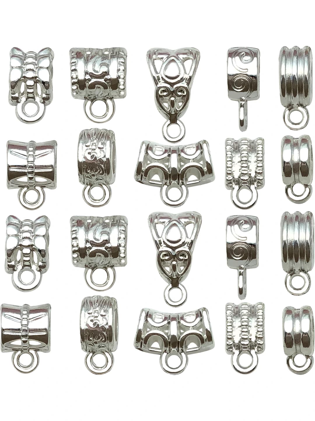 20 pcs mix bright silver connectors