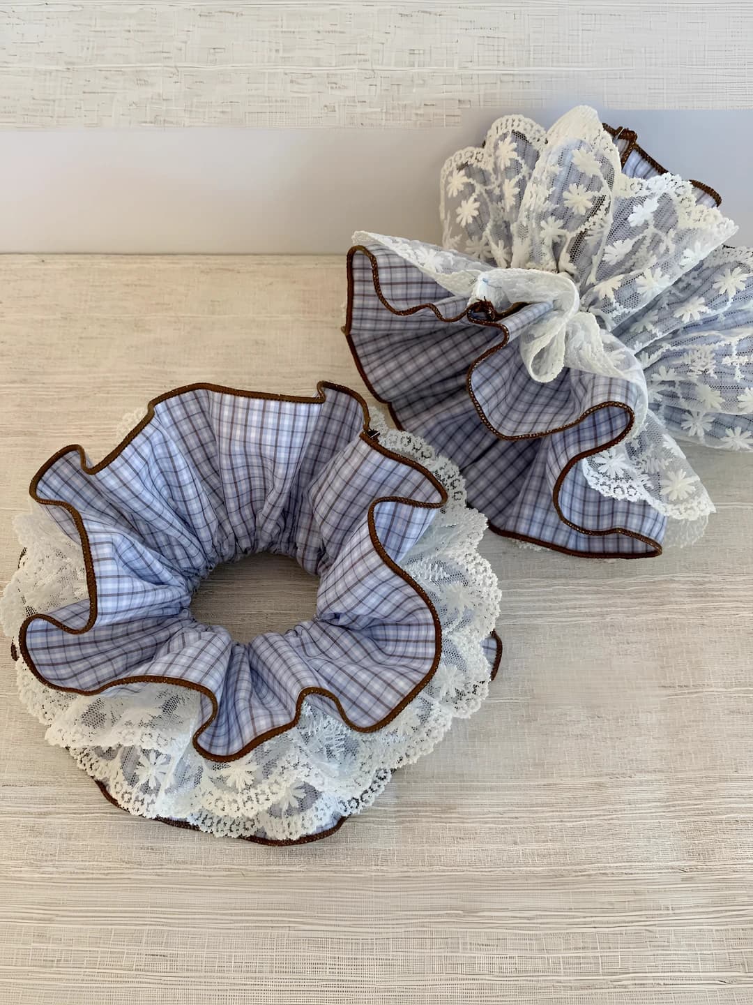 4# Blue plaid coffee lace ~16 cm