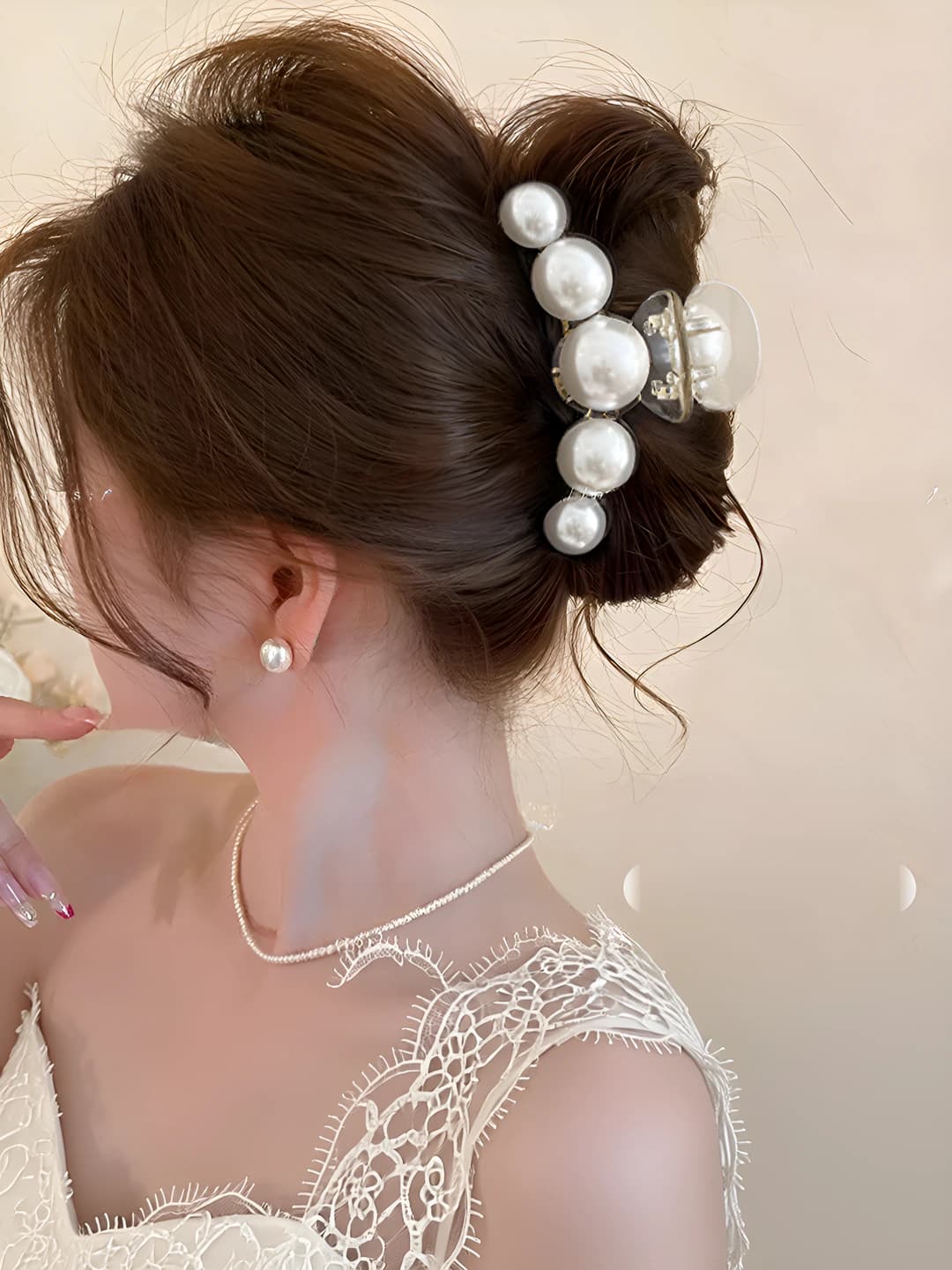 Basic pearl hair clip ~10 cm