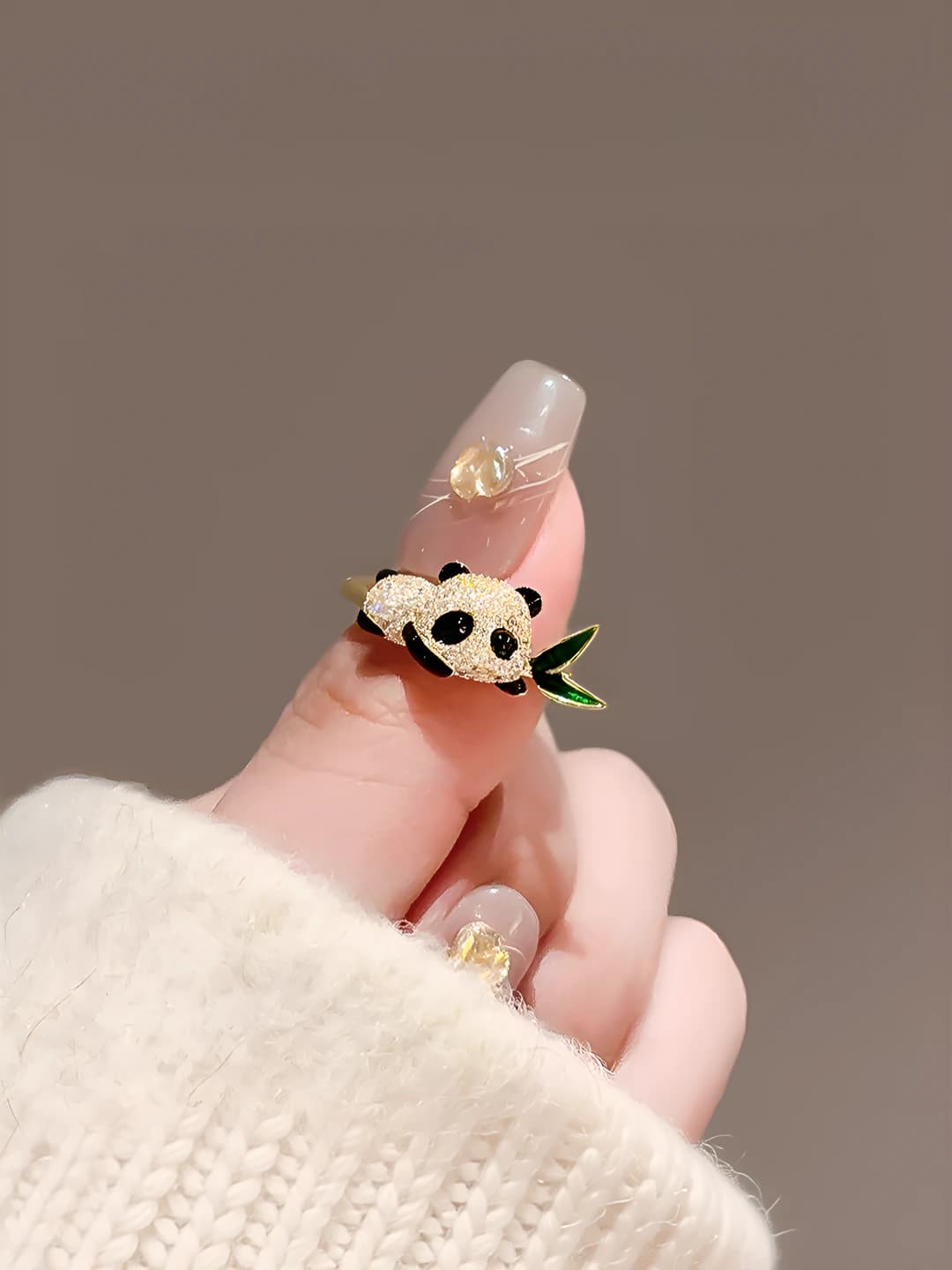 Women's open panda ring, copper, national style