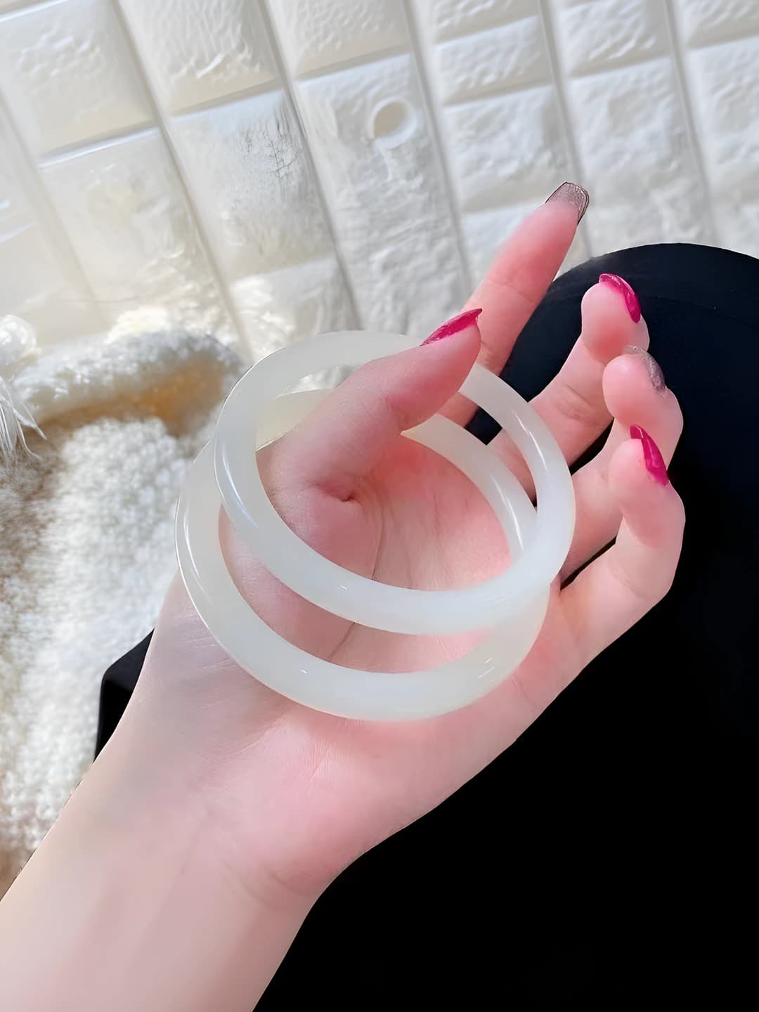 Широкий браслет, зелёно-белый, 58mm
