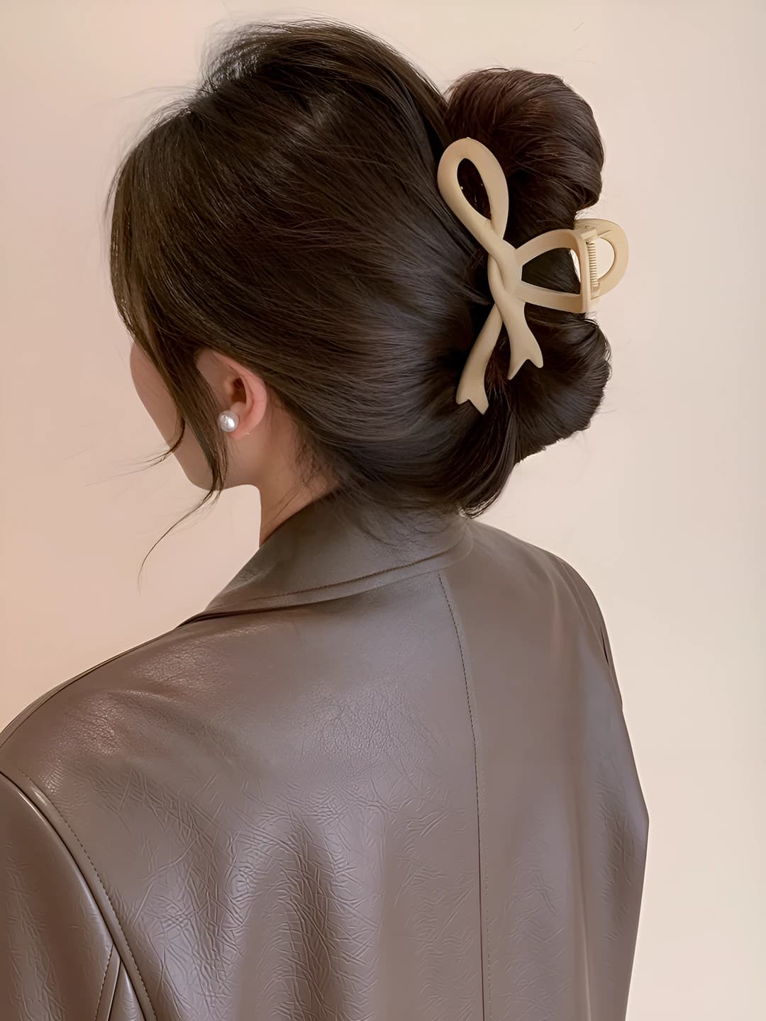 7# Khaki-tea bow clip 11 cm