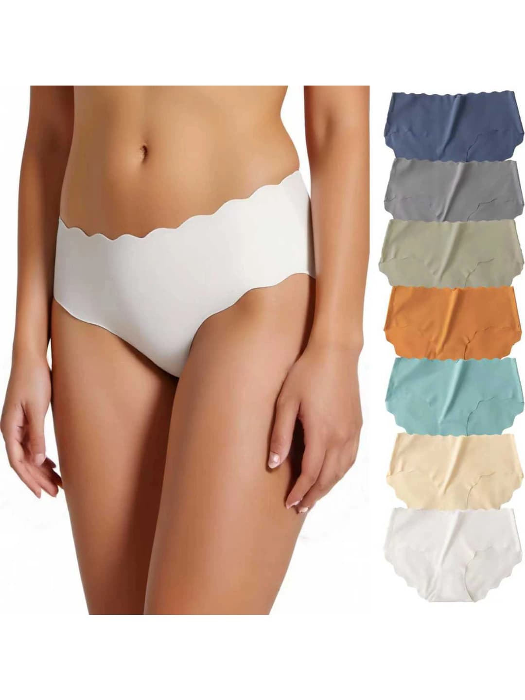 Women's seamless briefs, ice-silk fabric, solid colour, breathable, quick-dry, plus size, mid-waist, pure cotton gusset
