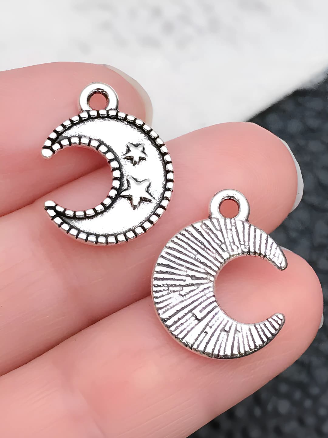 1 шт. старинное серебро звезда луна 12x16mm-1g-10950