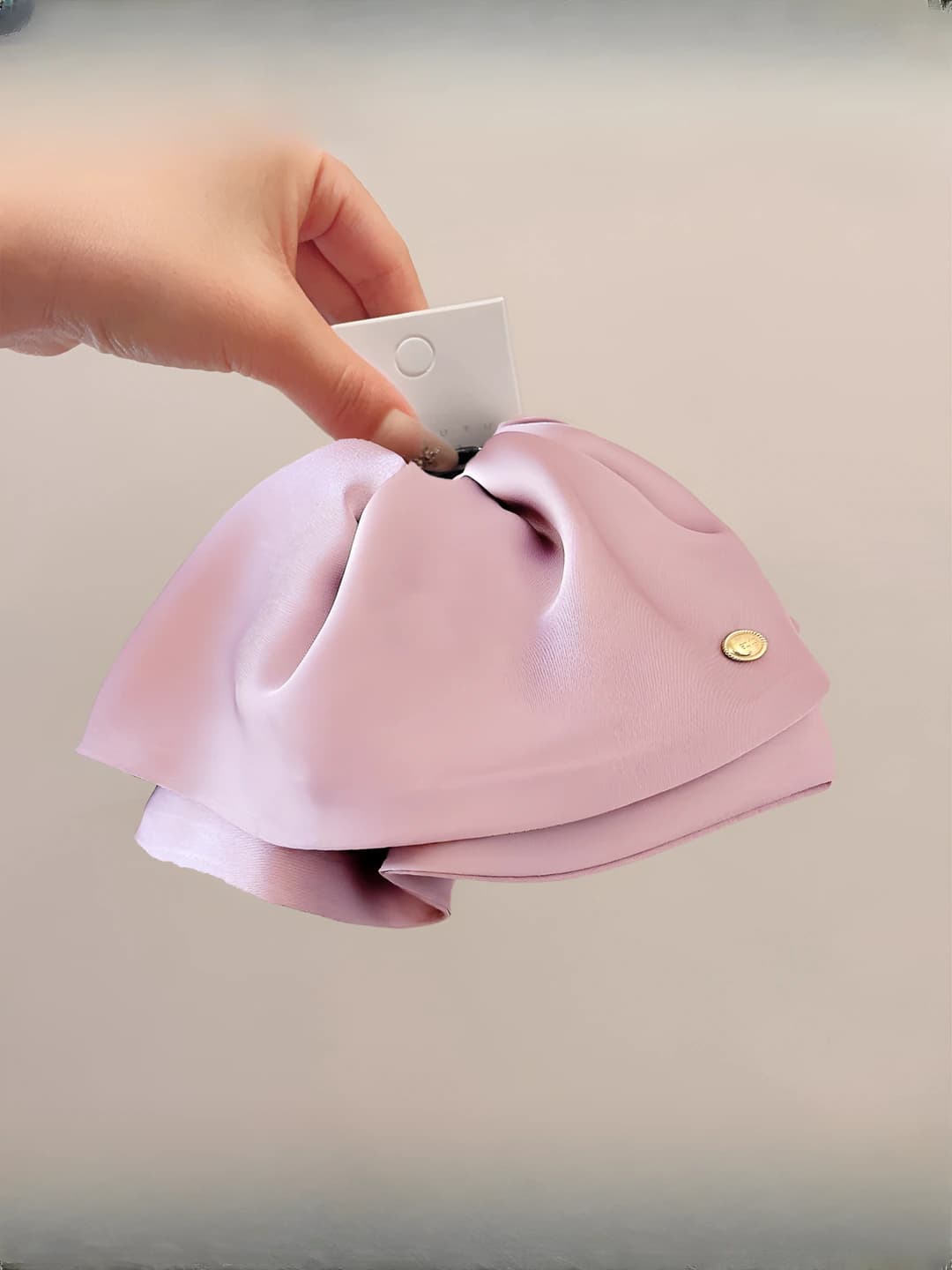 Pink-purple double ice silk fabric, gold logo, ~4 cm