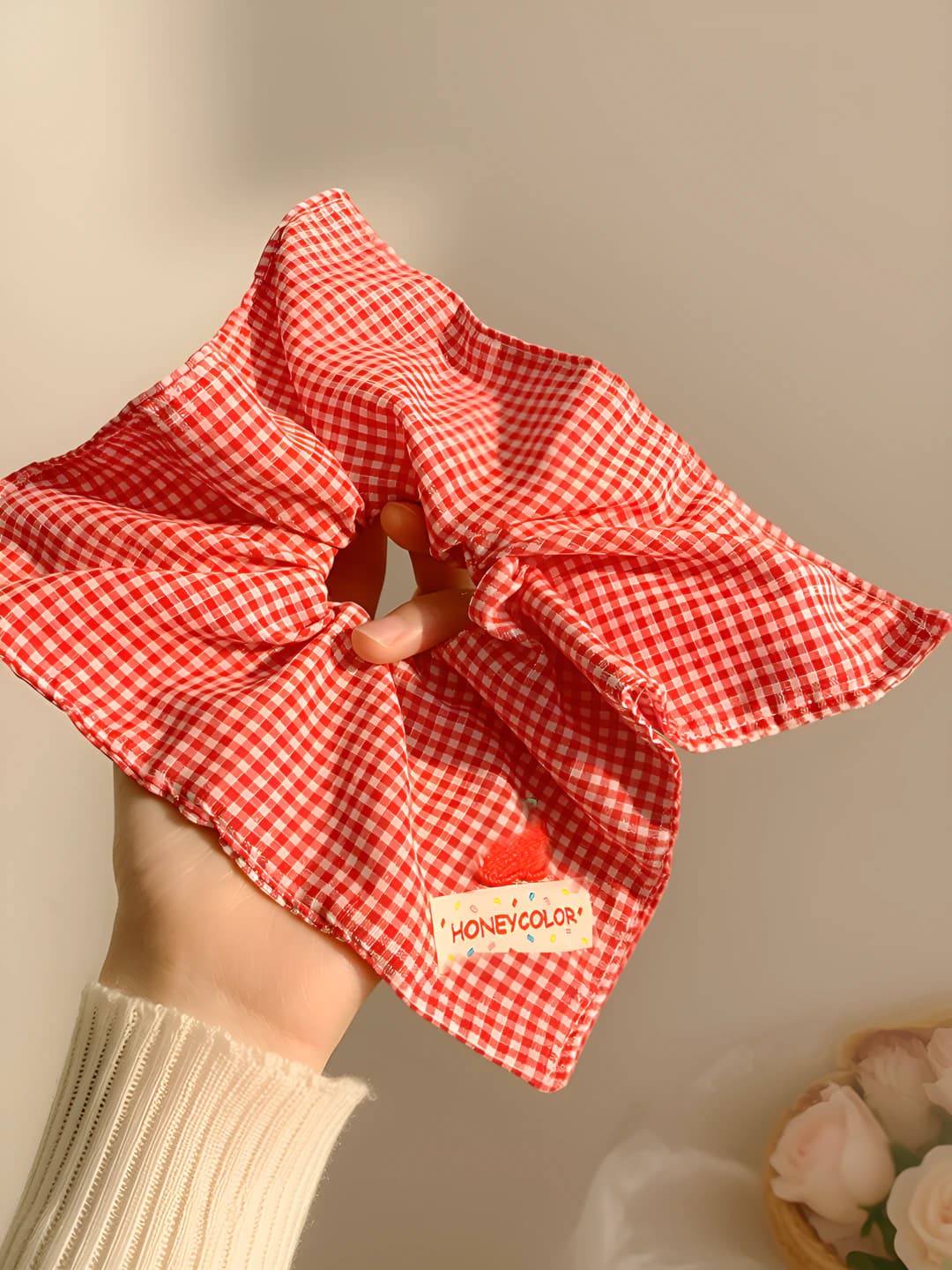 1# Red plaid square 21*22 cm