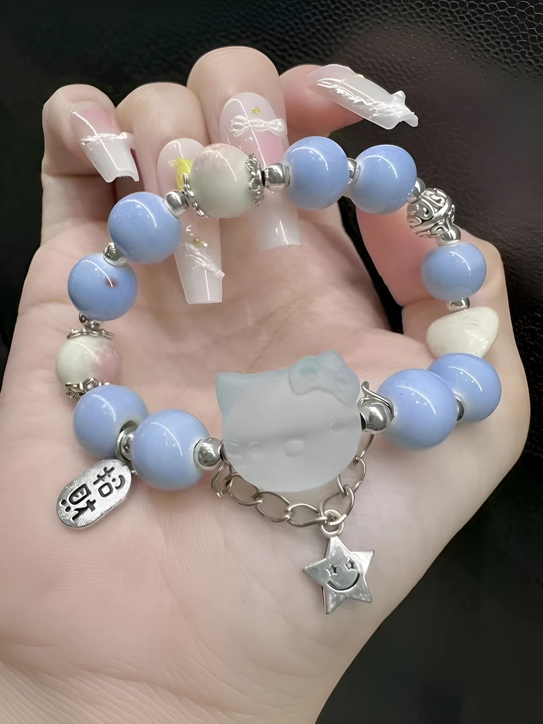 Semi-transparent purple KT cat bracelet