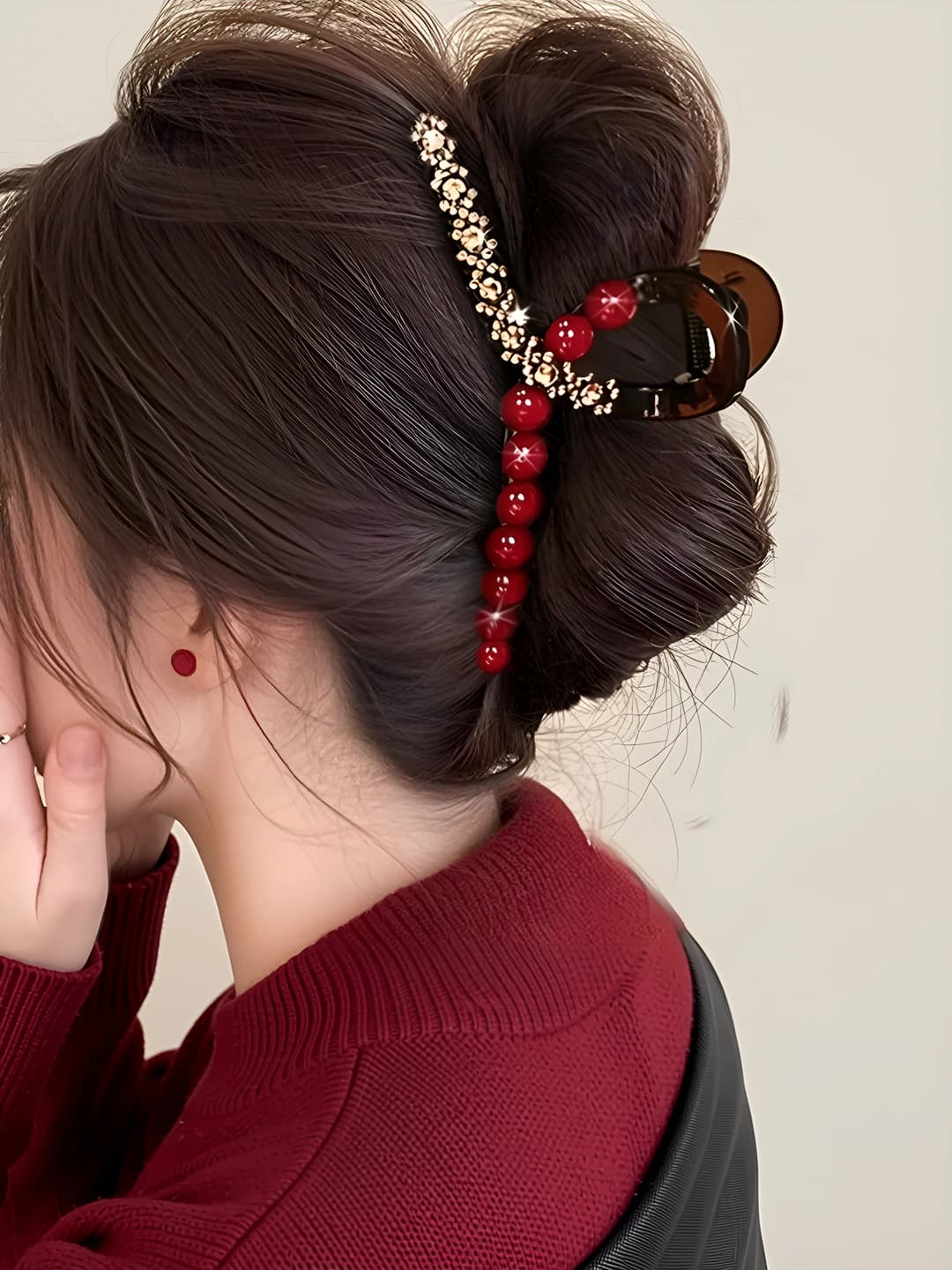 Red Bead Clip, 13 cm