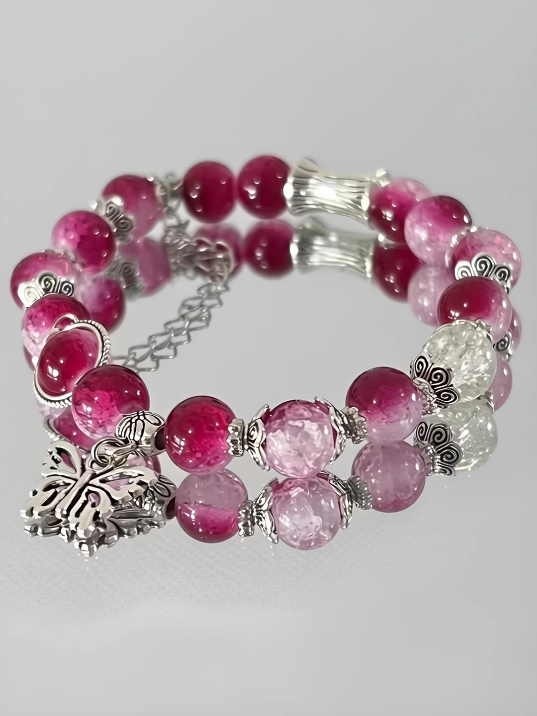 Wine red floral butterfly, 1 pc