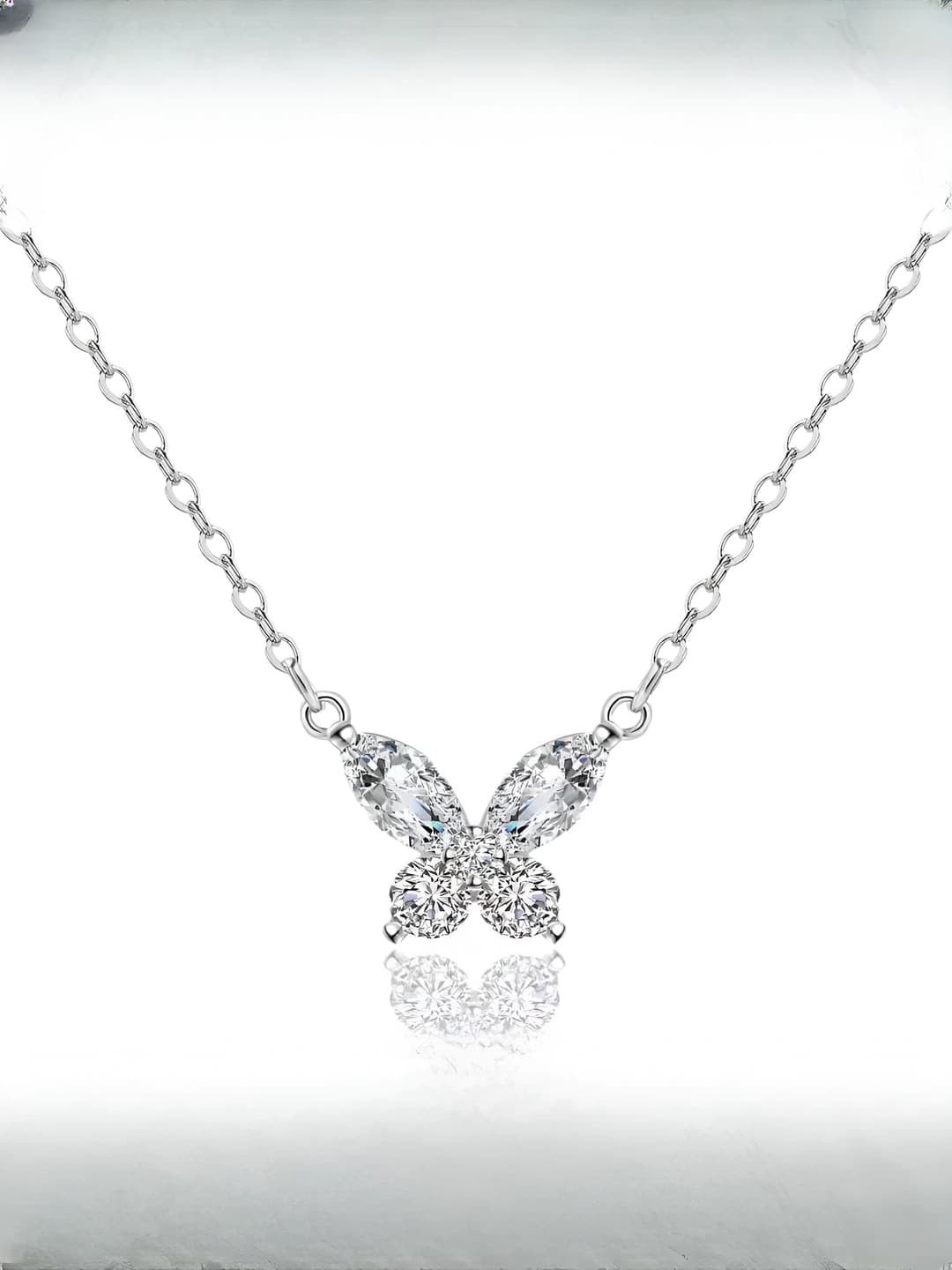 Small Butterfly Necklace White Gold