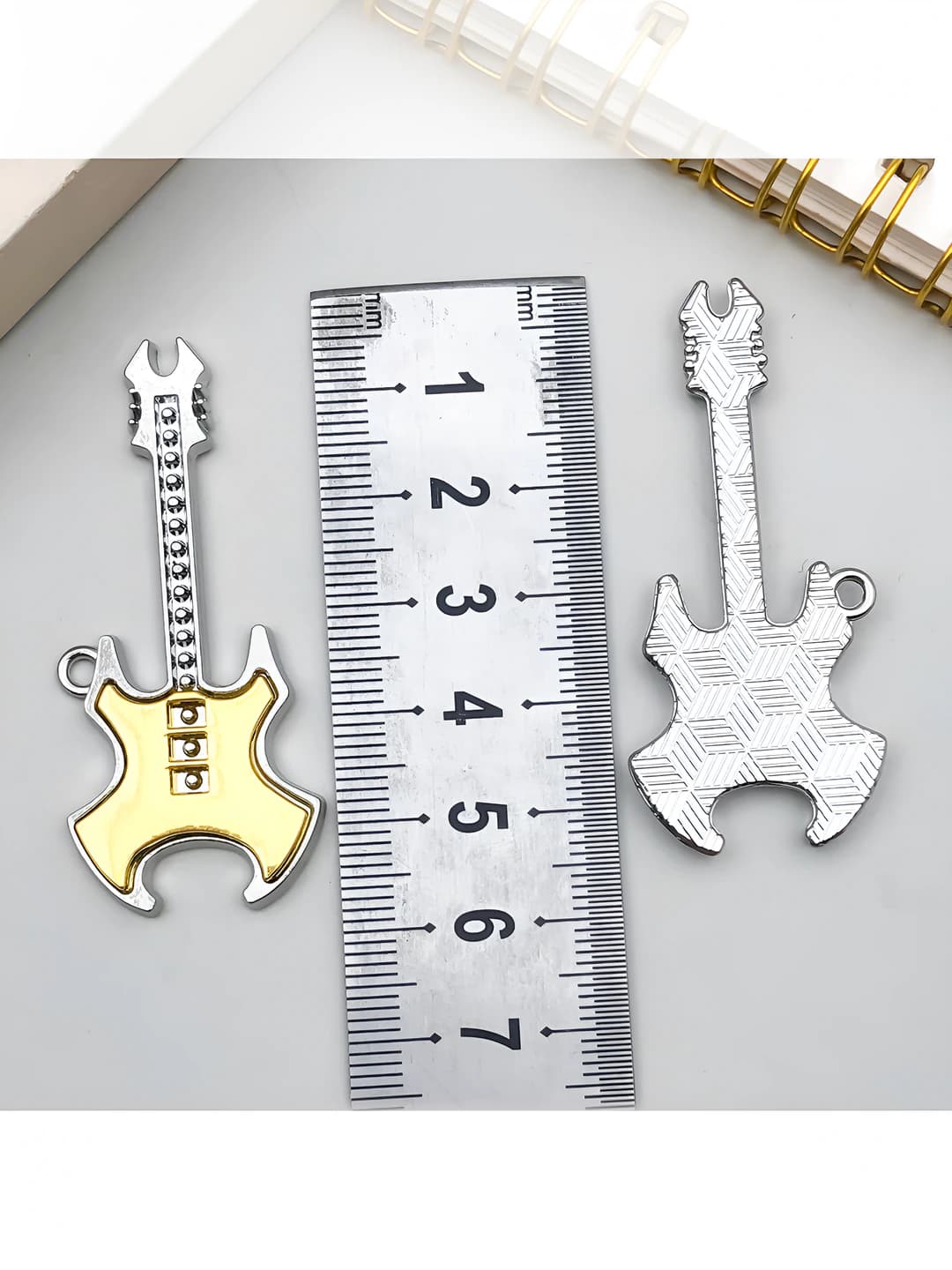 Yellow white K guitar 53x23mm