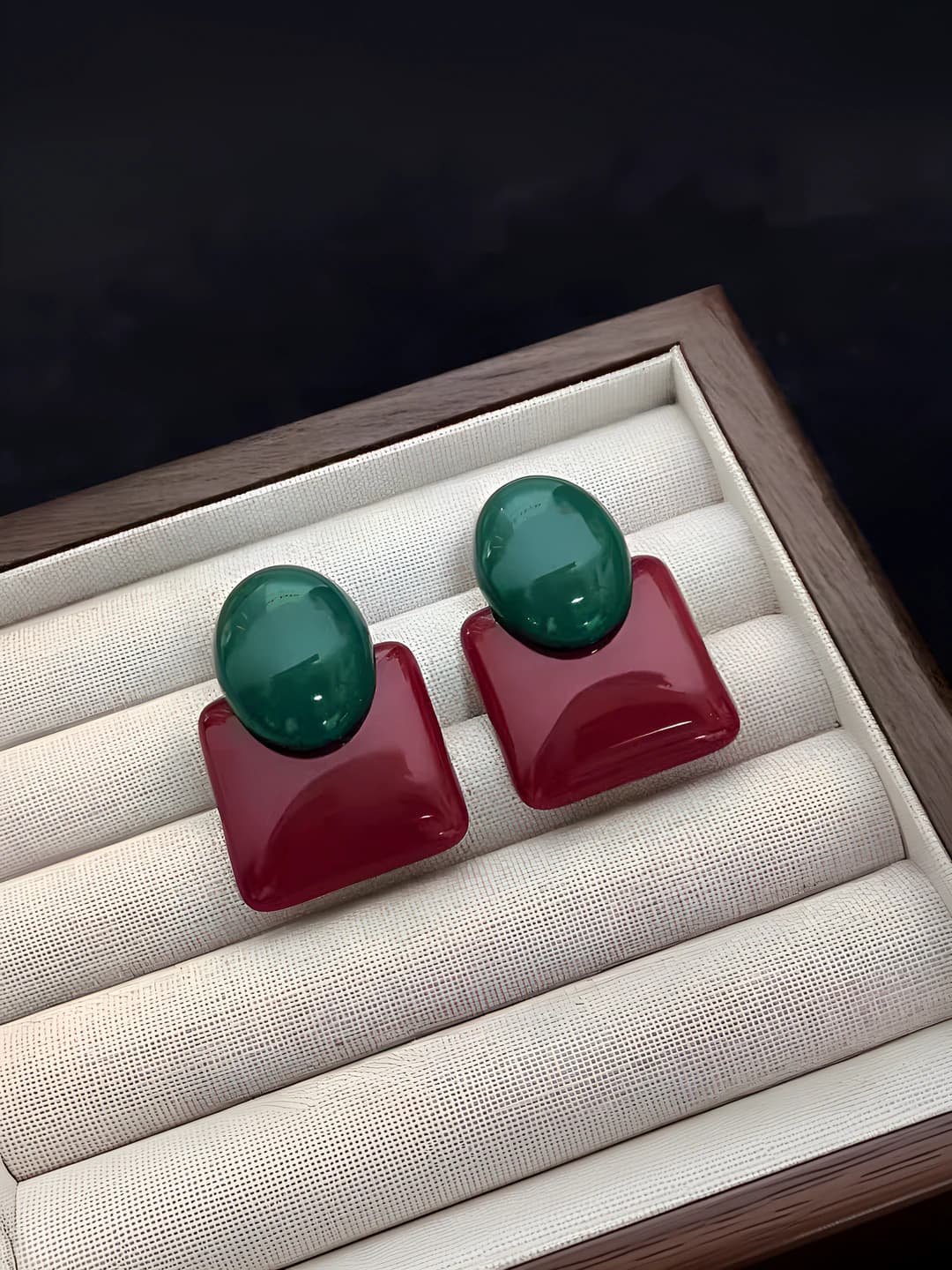 Square colour-block studs
