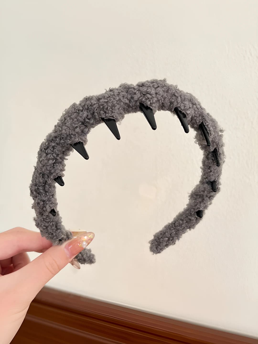 Dark grey plush headband