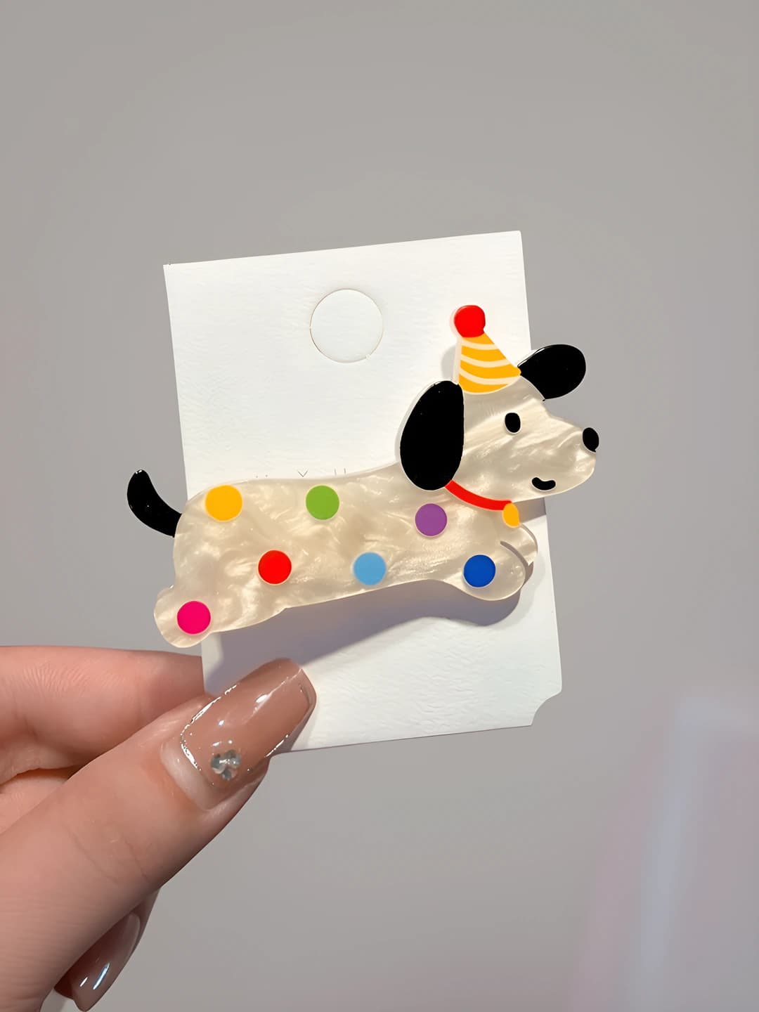 Polka dot dog clip 6 cm