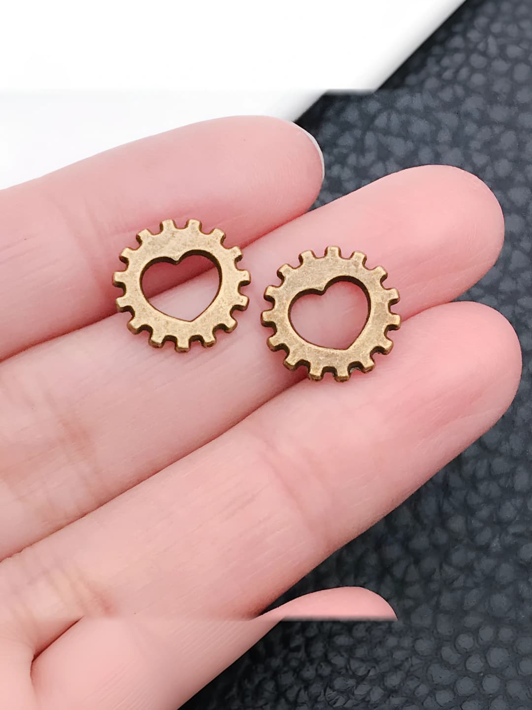 1 шт, античный бирюзовый, сердце, 12x12mm, 0.6g
