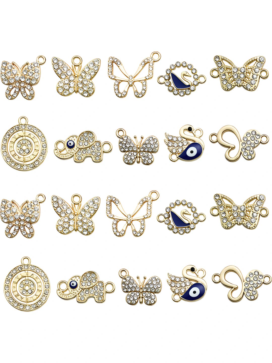 DIY rhinestone animal charms for women: 5 pcs butterfly, swan and elephant