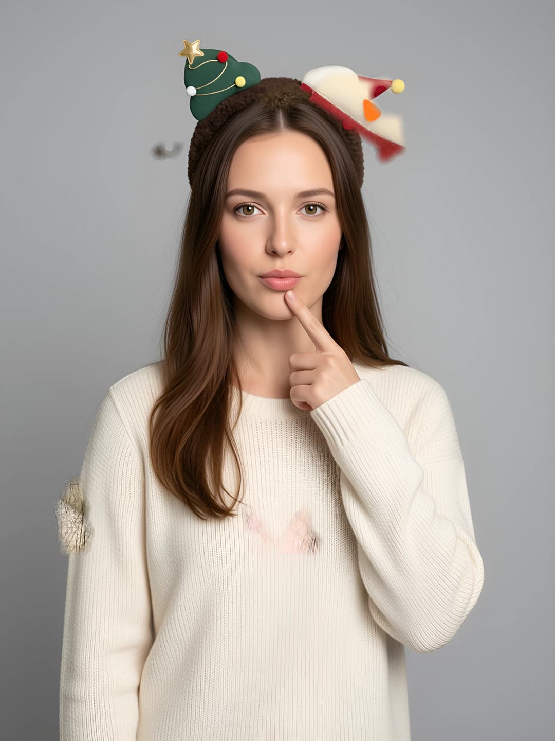 Christmas tree snowman brown plush headband