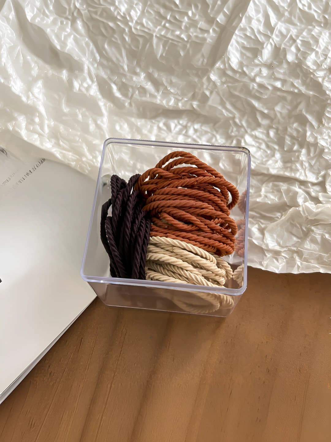 Coffee colour elastic rubber hair ties-50 pcs