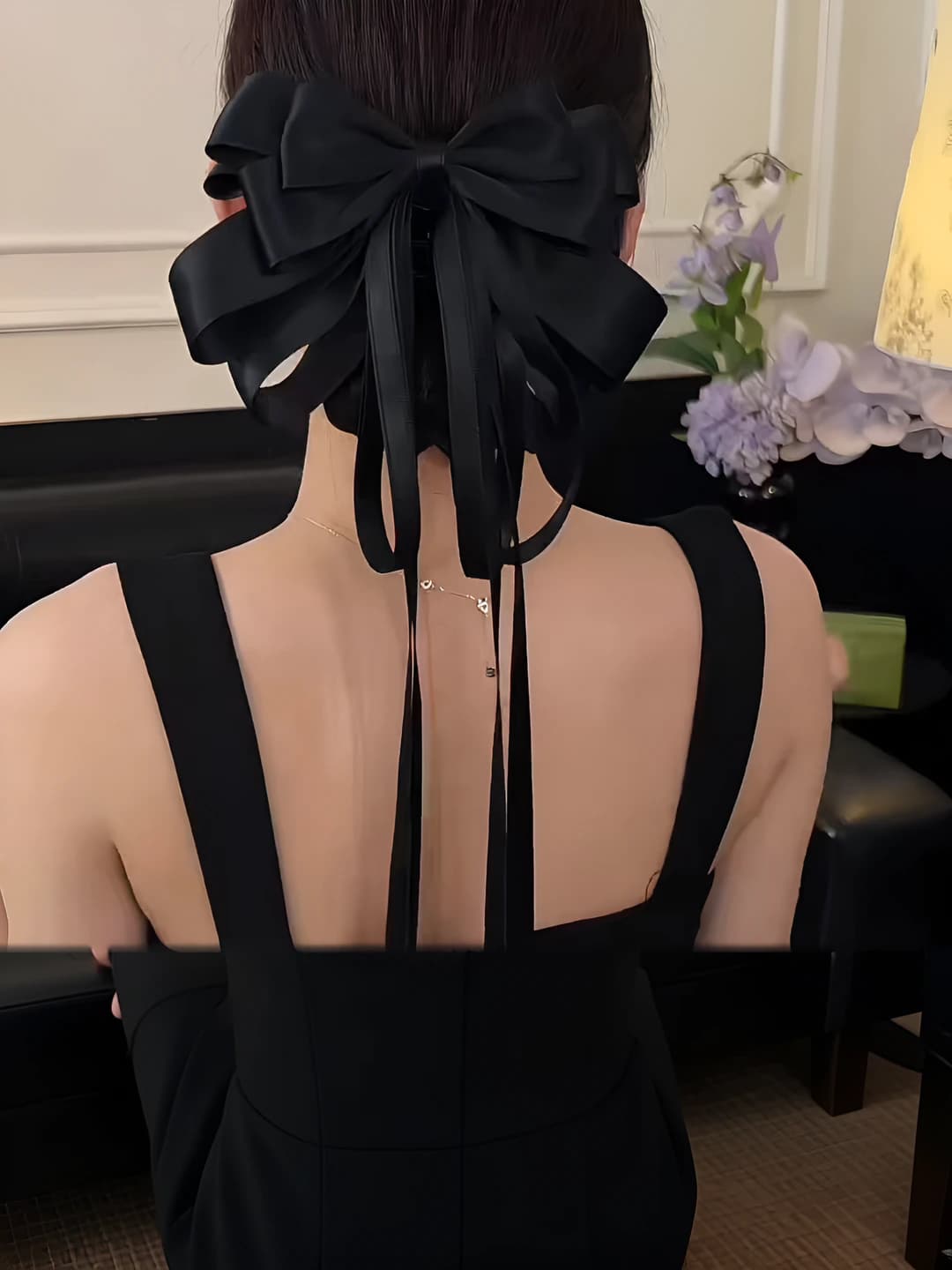Satin bow hair clip