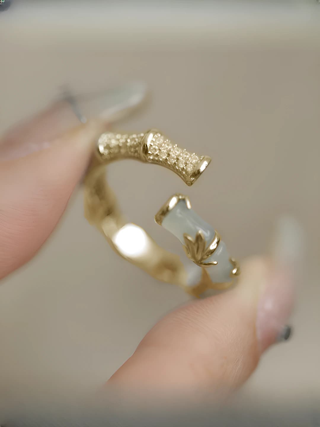 Gold bamboo ring 0045