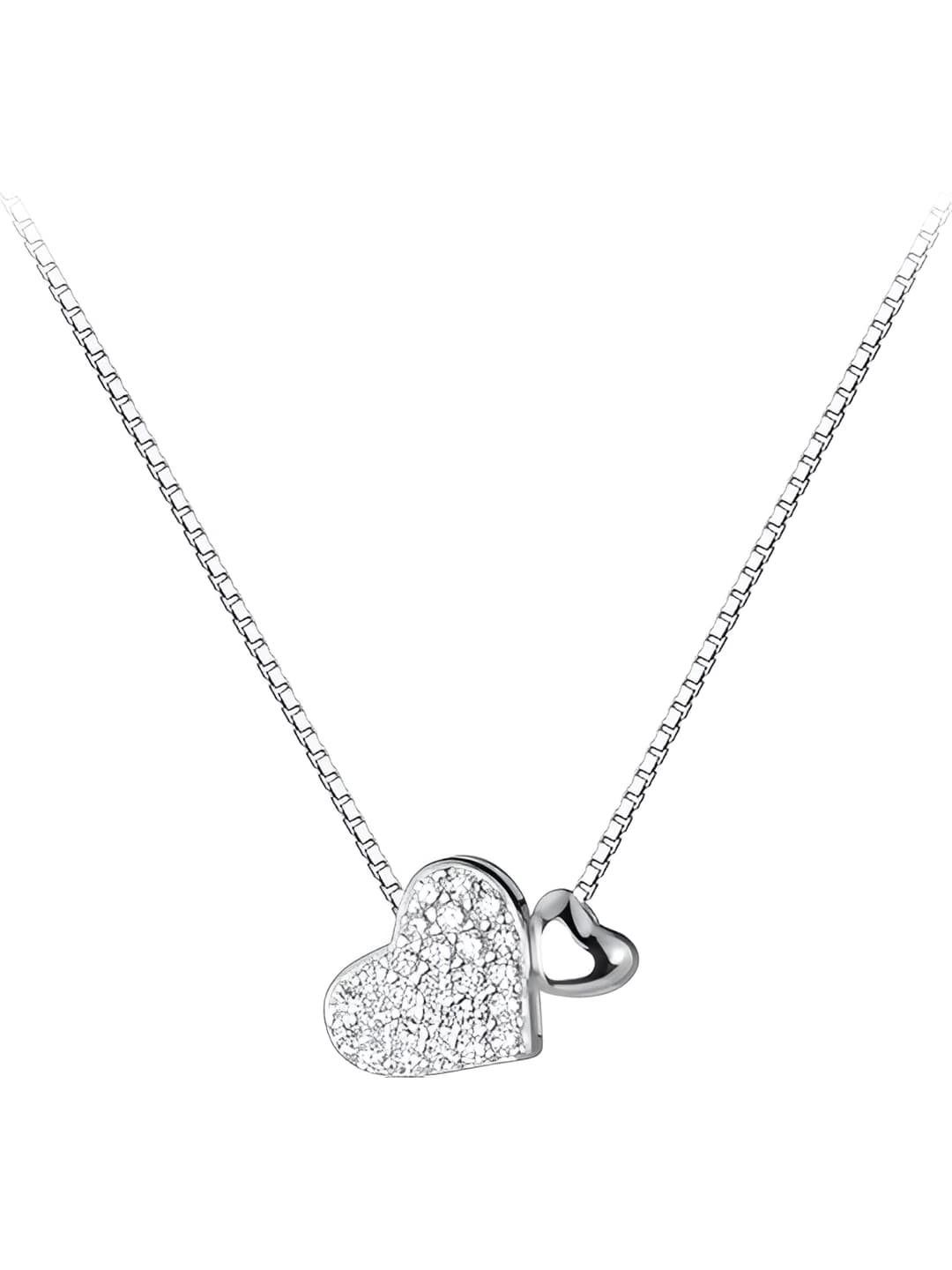 Women's heart pendant necklace: copper, electroplated, flash chain, 41-50 cm, design element: heart, style: ins