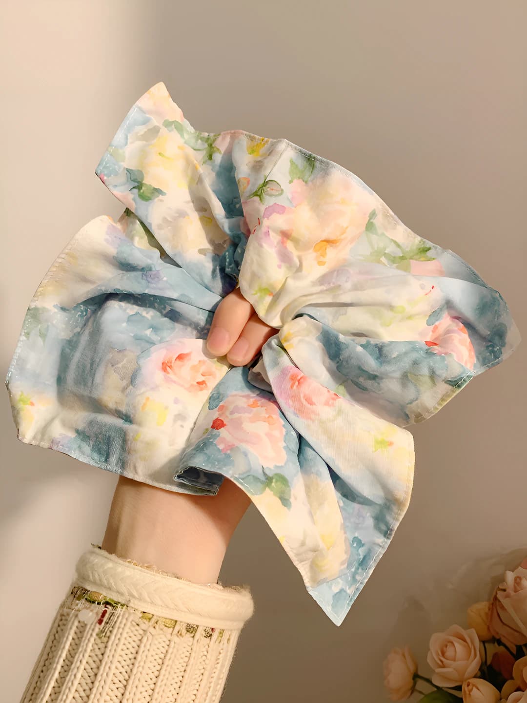 2# Oil painting style floral scarf-22cm