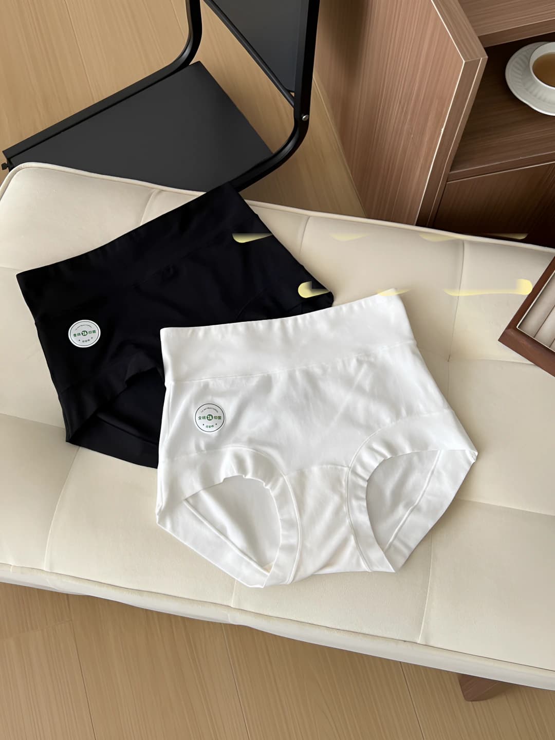 Women's high waist pure cotton briefs, plus size, tummy control, antibacterial, solid colour