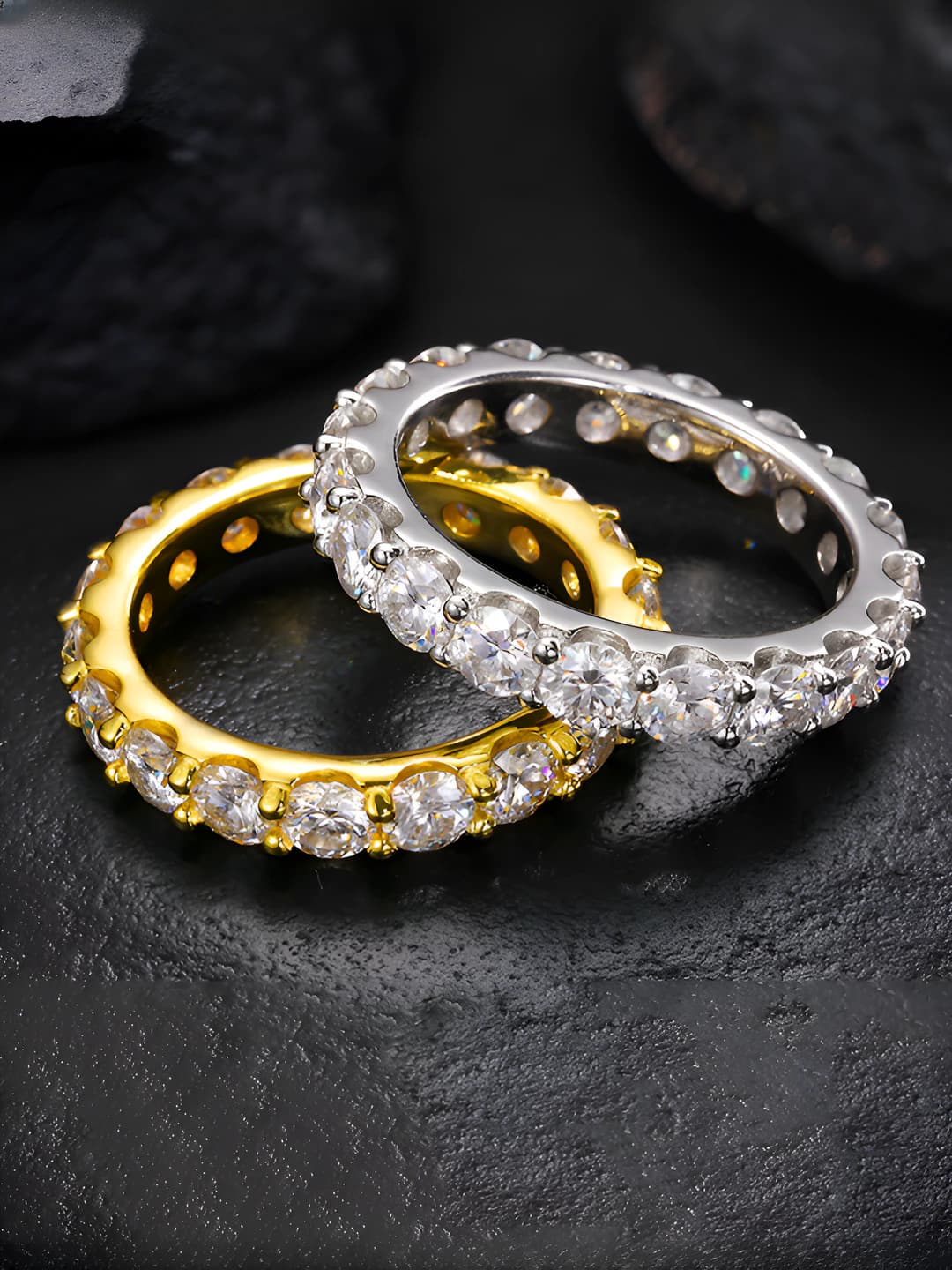 Women's stone-set open fashion ring, 4mm main stone, hip-hop style, geometric shape, copper, electroplating
