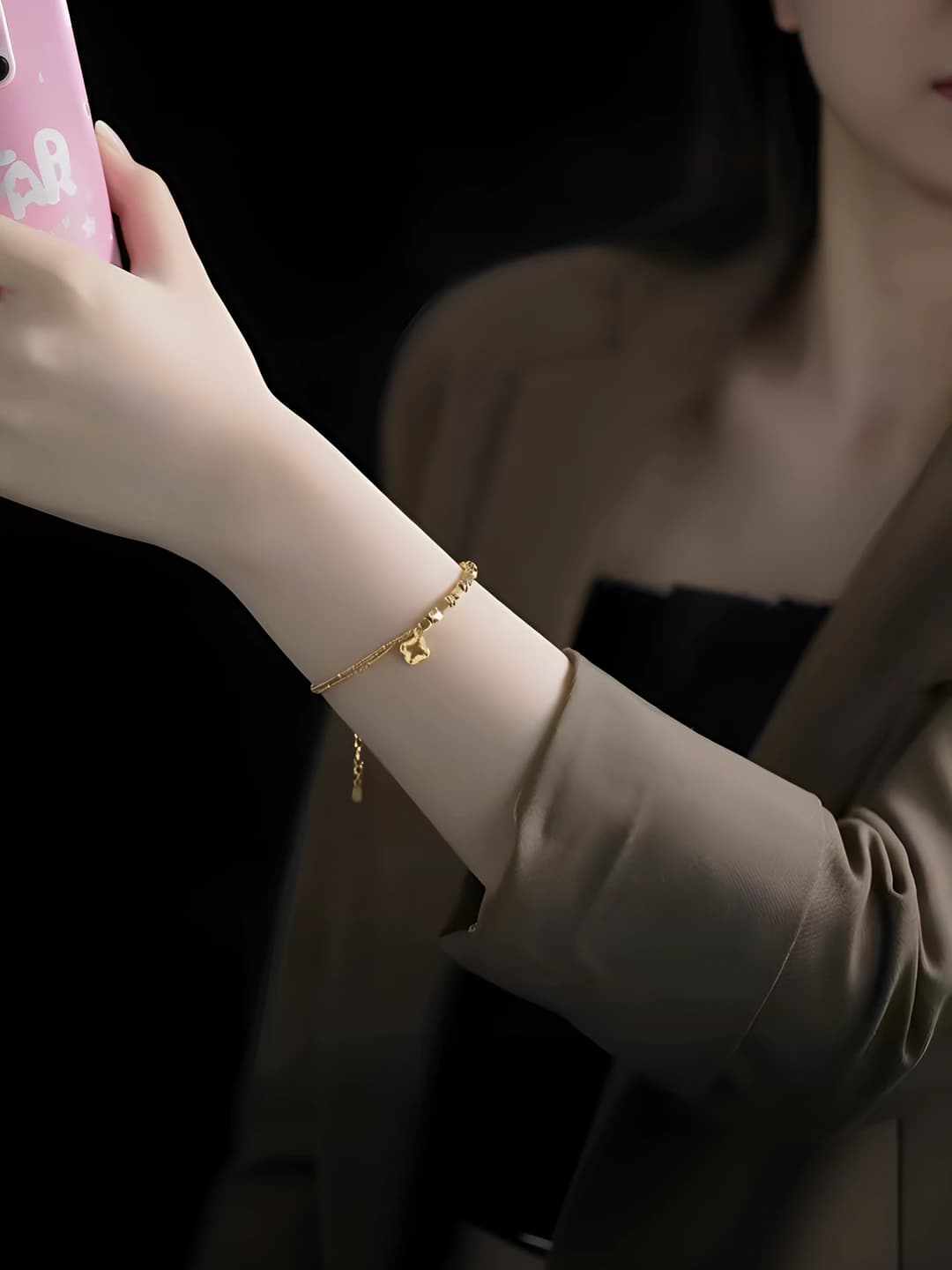 Women's copper bracelet with geometric shape, irregular design element, ins style, electroplated finish