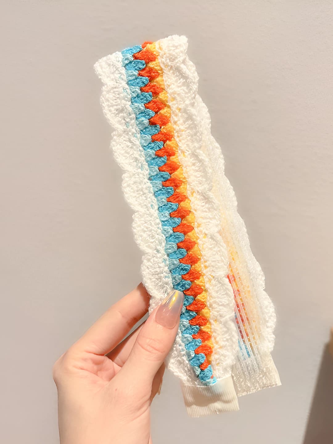White rainbow braided 37.5 cm
