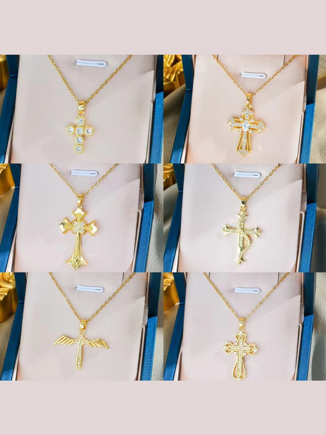 Ayollar uchun retro uslubdagi xoch shaklidagi titan po'latli kulonli zanjir, 18K oltin qoplamali, yengil lyuks dizayn