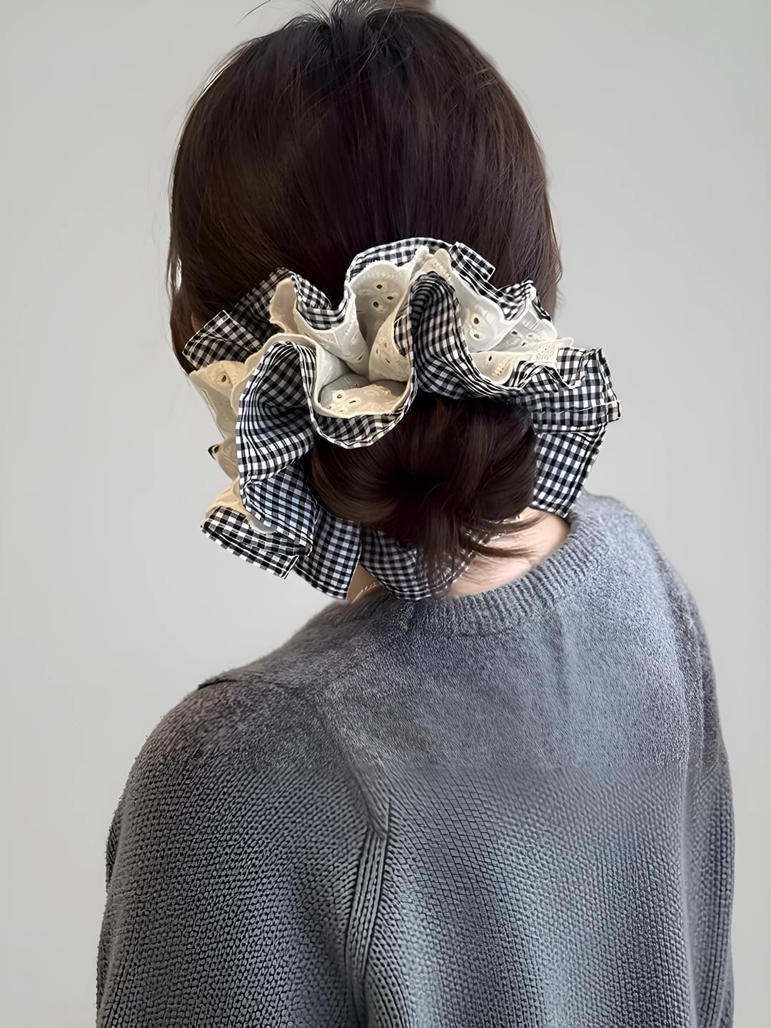 Black & white plaid, ~13 cm