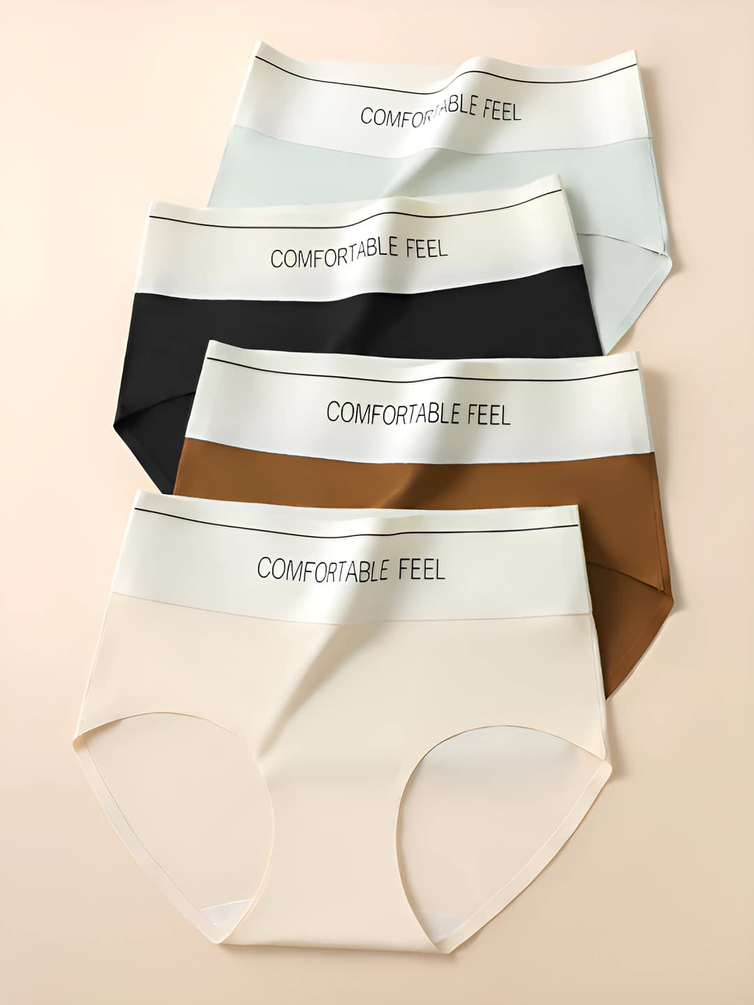 Women's briefs: ice-silk fabric, mulberry silk, seamless, tummy control, hip-lifting, breathable, solid colour, mid-waist