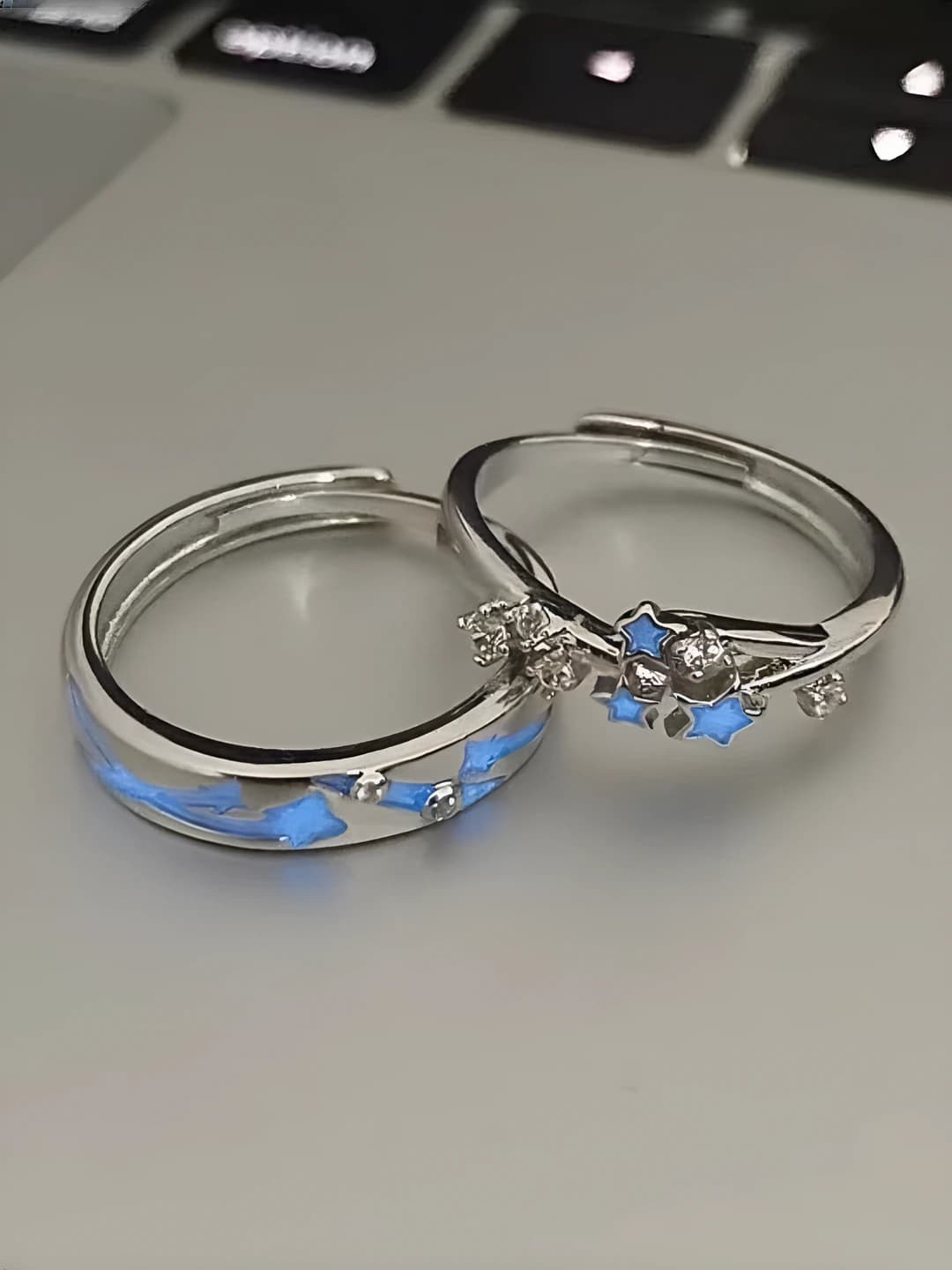Women's adjustable rings with geometric shape and five-pointed star, made of copper with electroplating