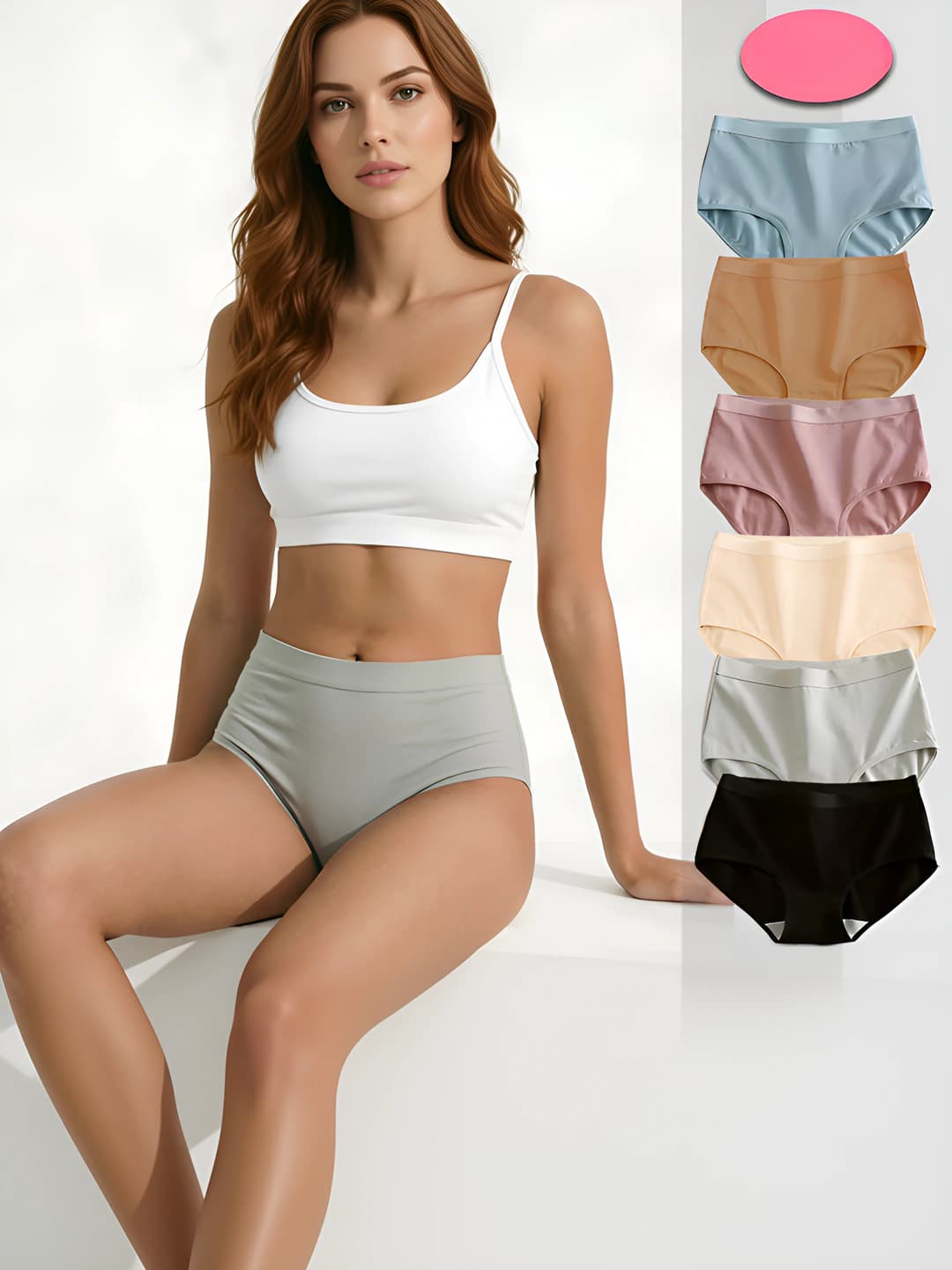 Women's pure cotton briefs, high waist, breathable, stretch, sports, plus size