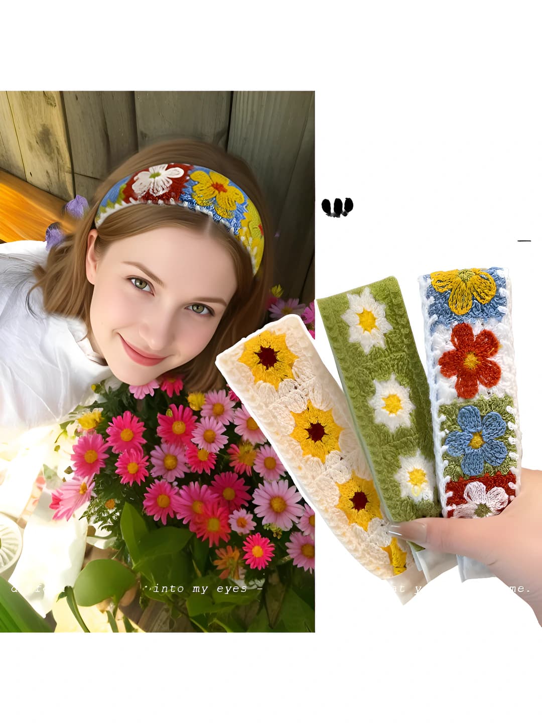 Women's embroidered floral headband, Korean style, for face washing and hair styling