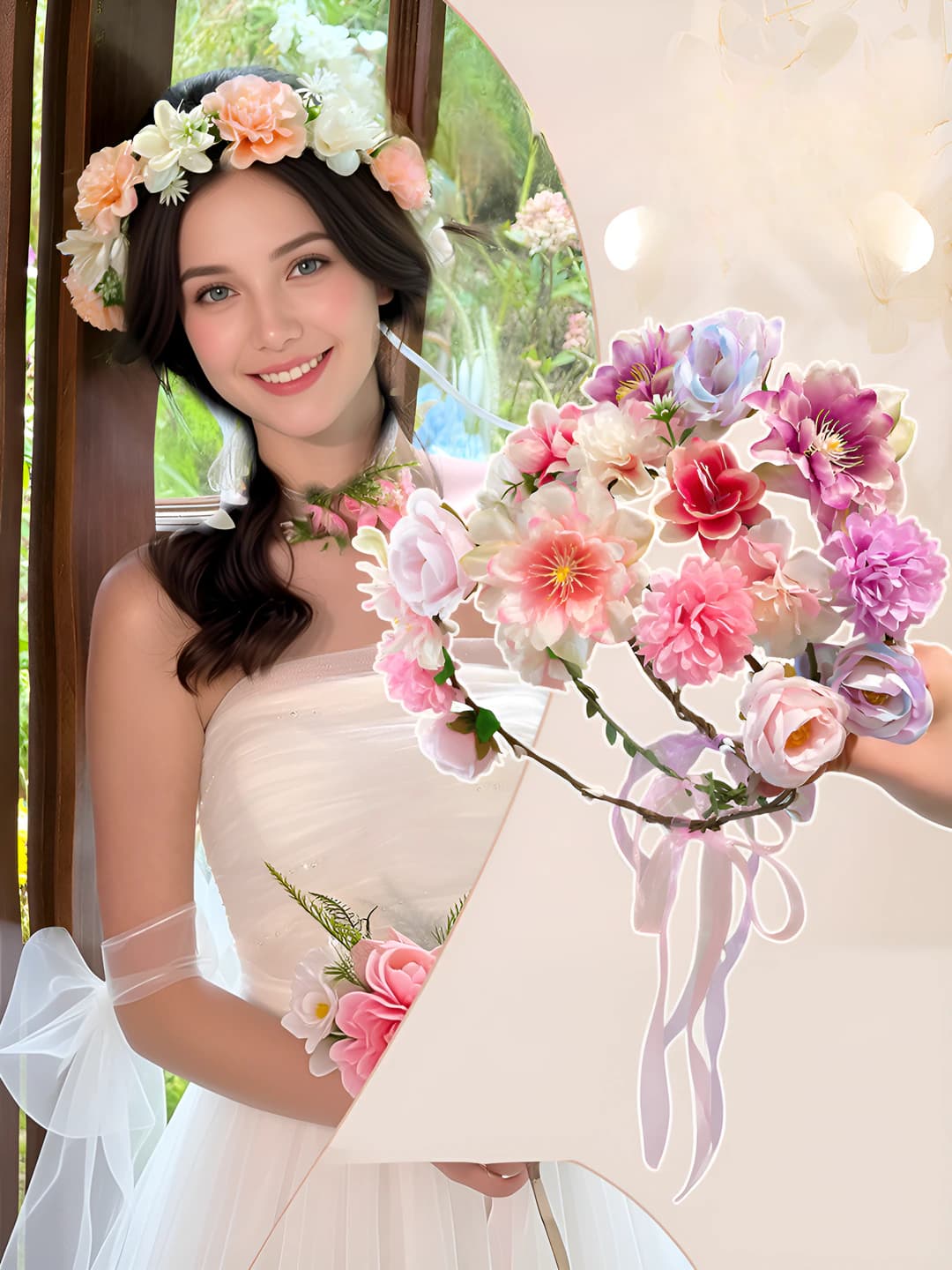 Women's floral headband with glass rhinestones, 2026