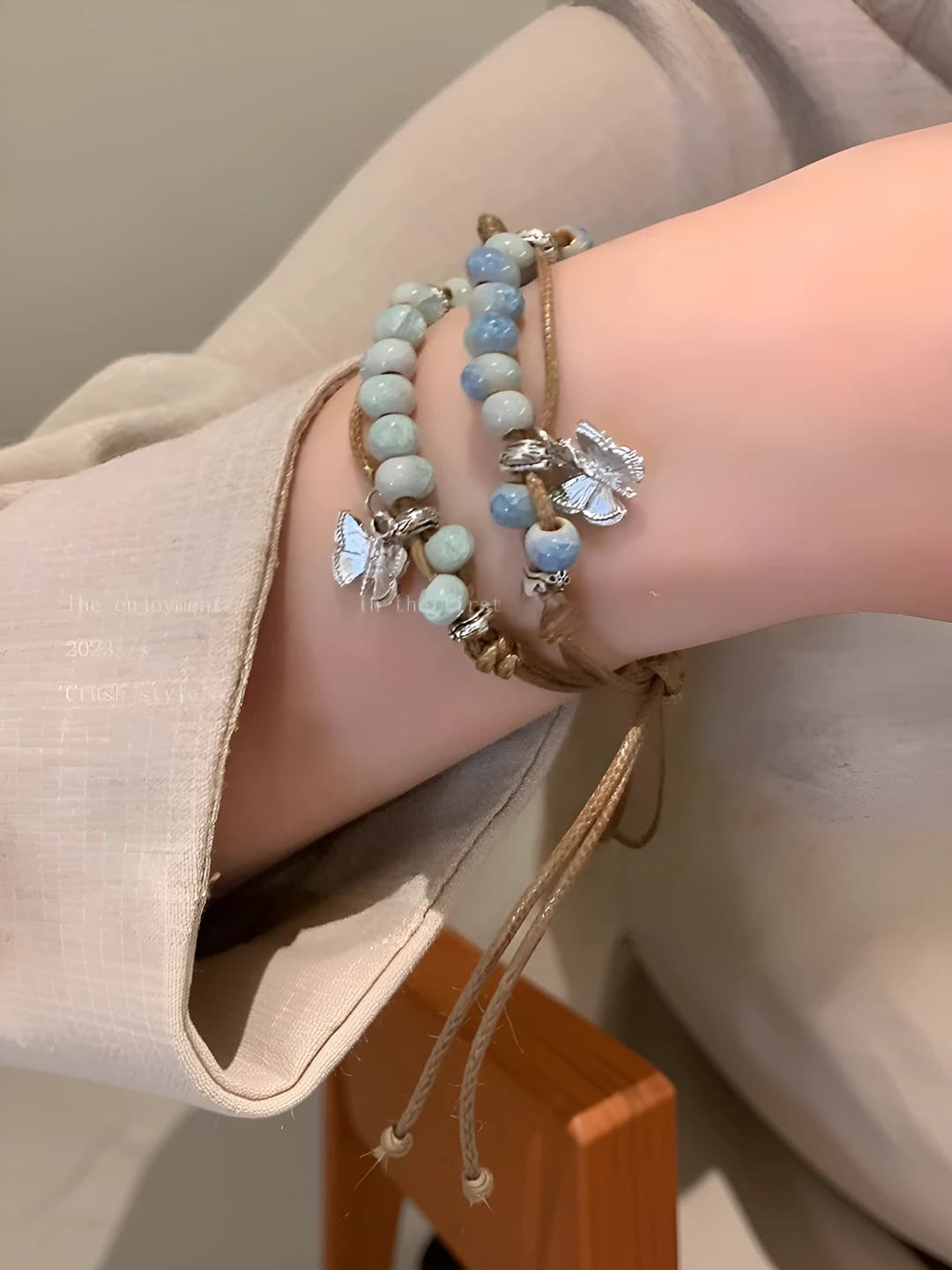 Women's retro summer beaded bracelet in new Chinese style with ceramic beads