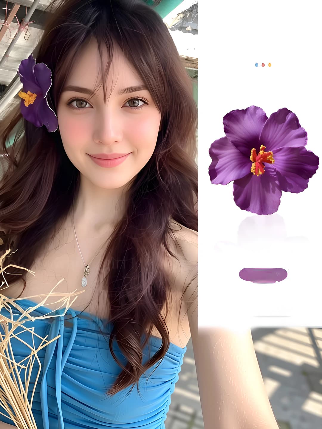 2# Purple plumeria hair clip ~9.5 cm