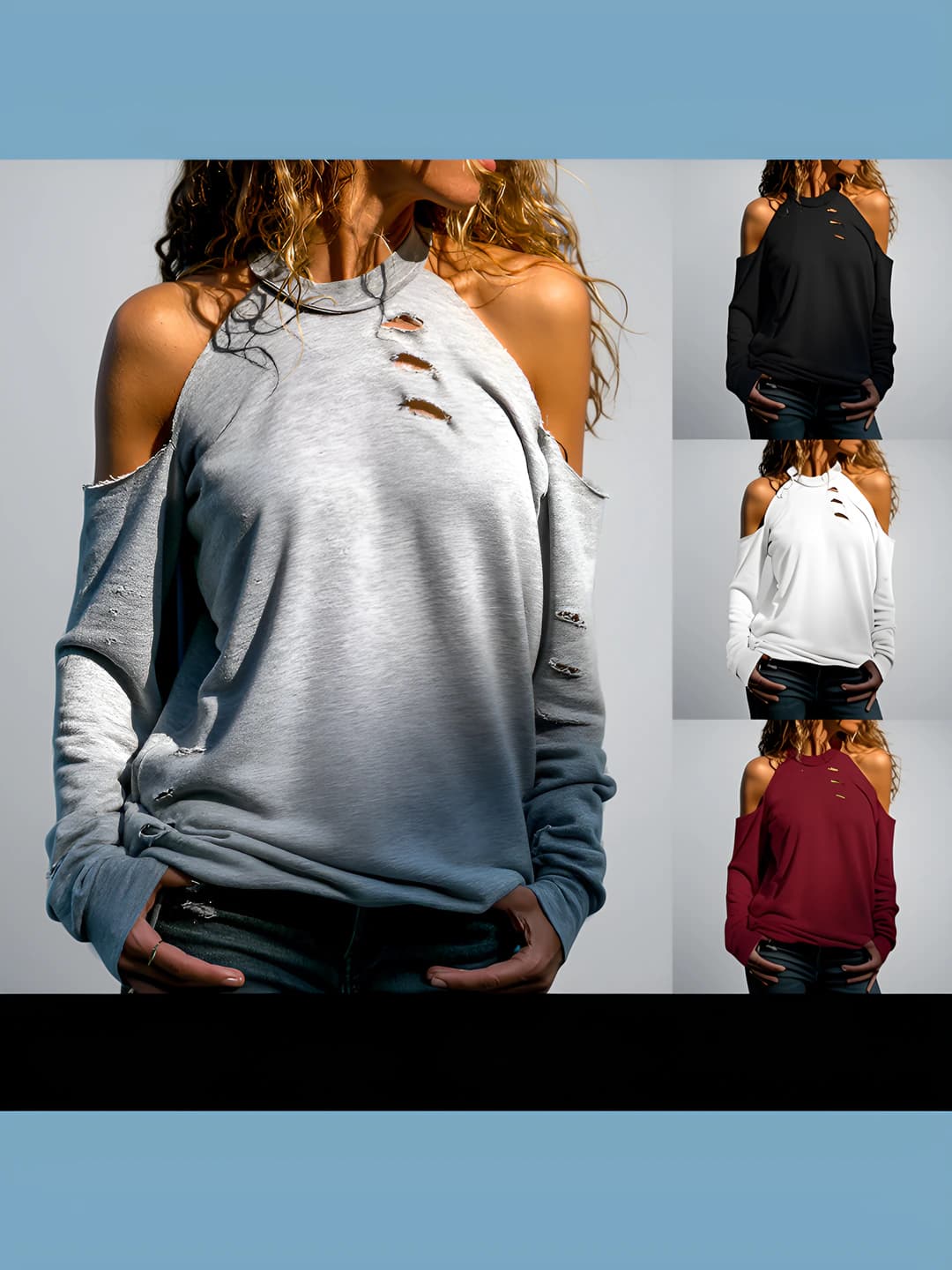 Women's autumn dropped-shoulder long-sleeve loose fit t-shirt