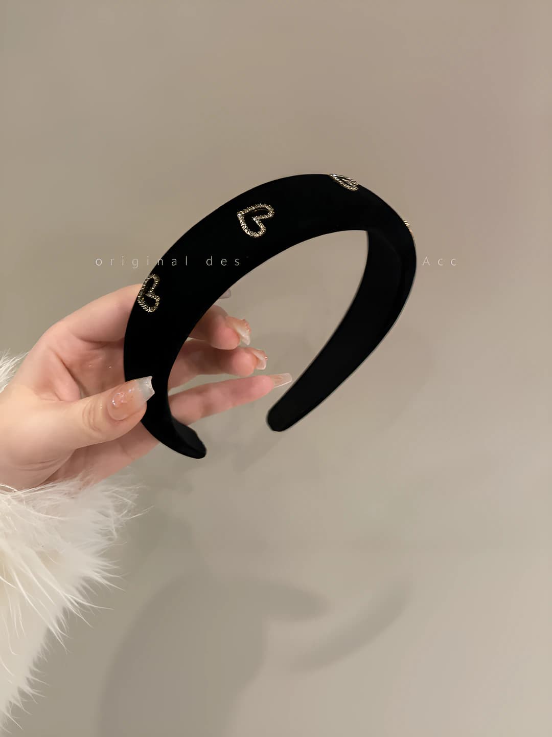 Black velvet heart headband