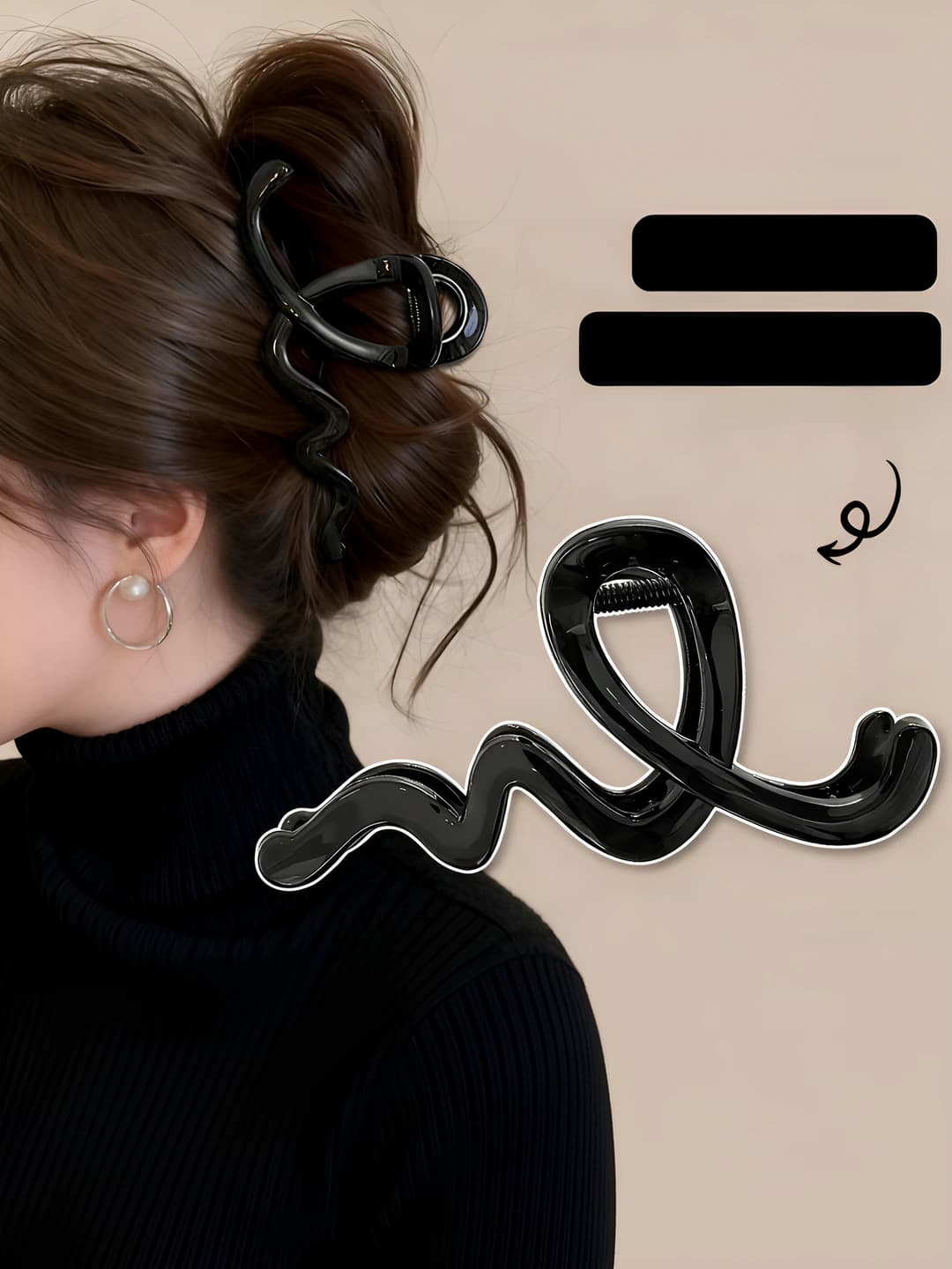 Black Wave Clip, 13 cm