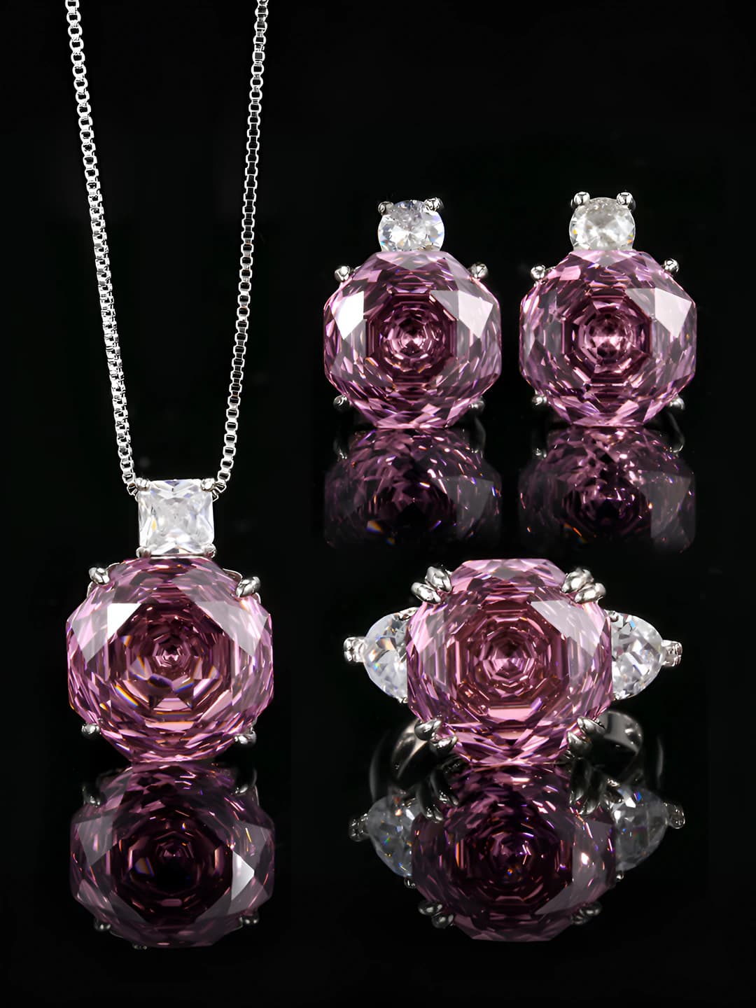 Women's 2026 gold-plated brass set with stone, dried rose design, 14-12mm
