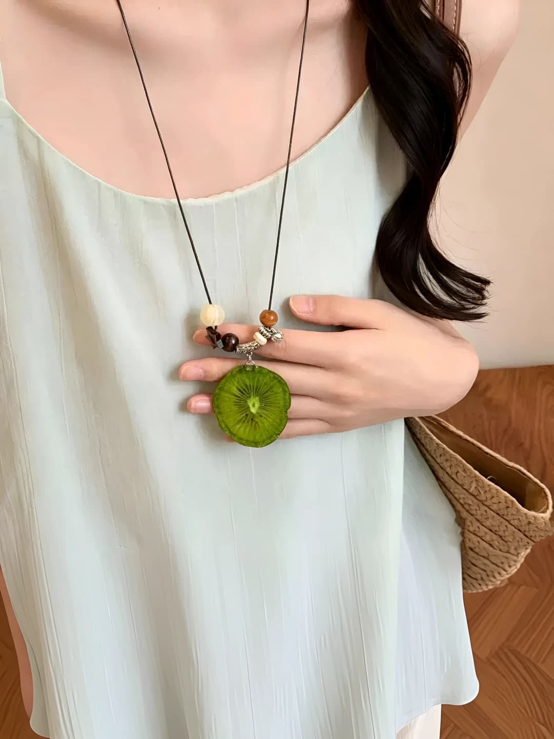 Kiwi braided necklace
