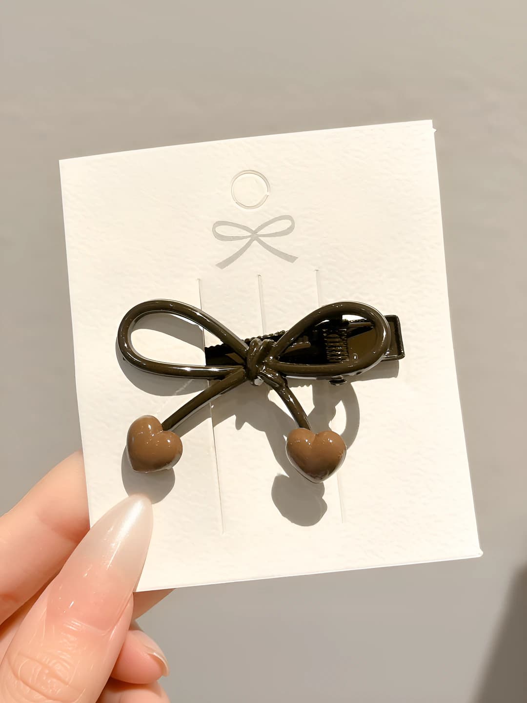 4# Single [Coffee heart] bow hair clip