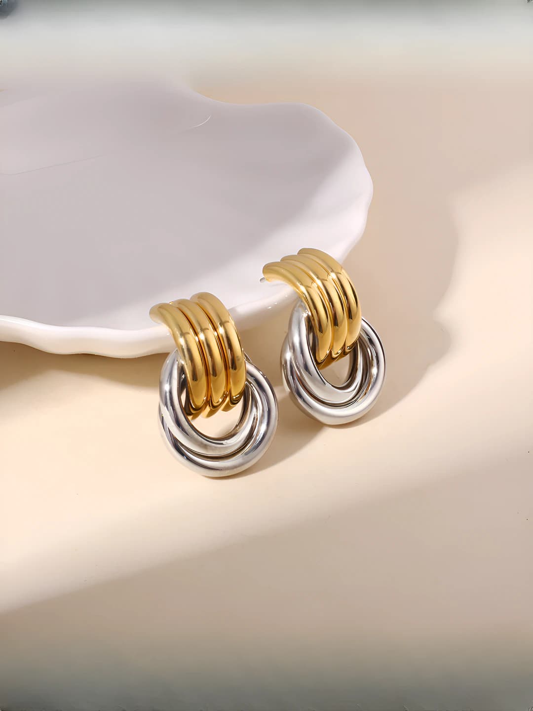 Two-tone large hoop earrings